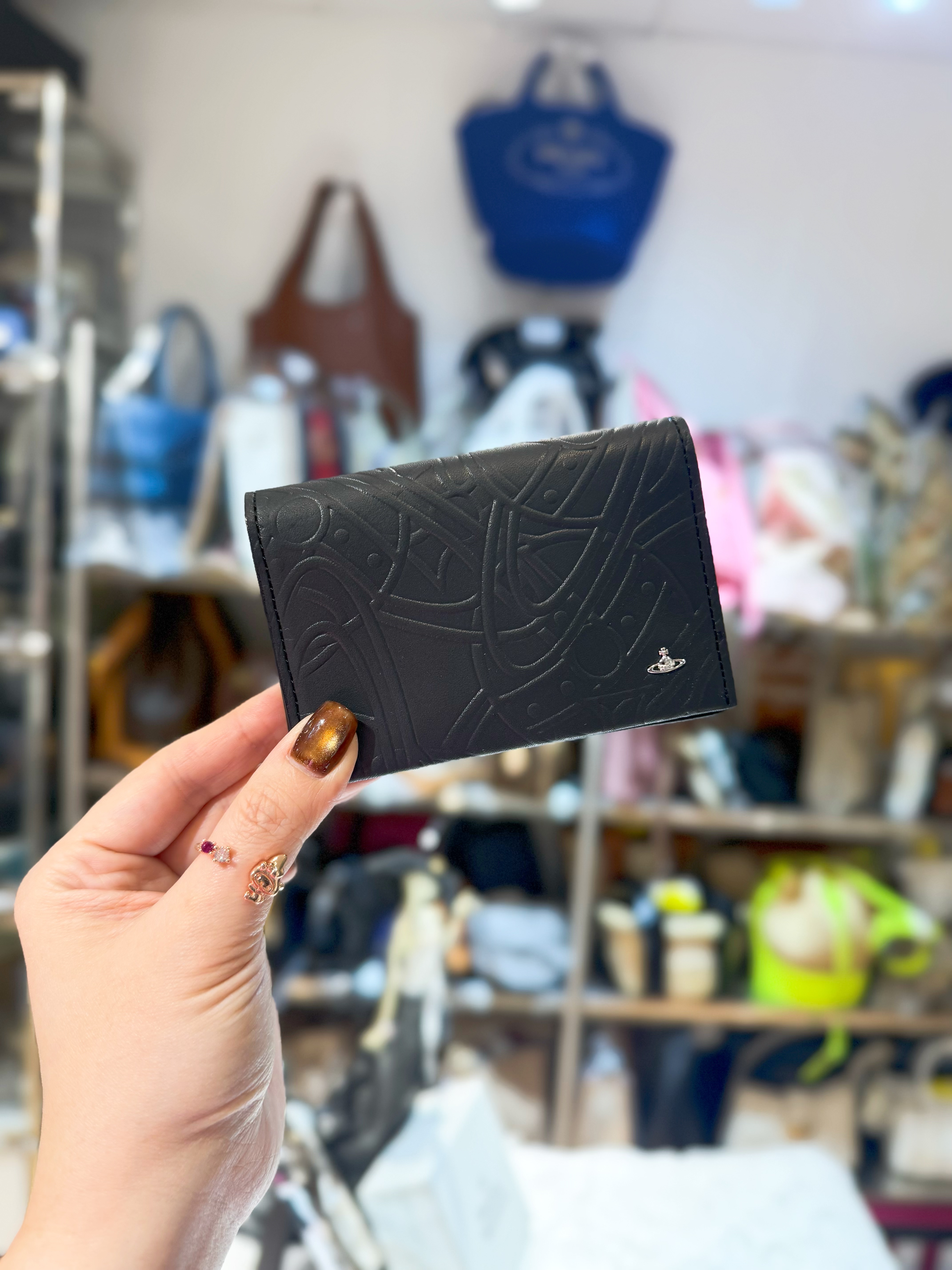 VW flap card holder ord leather/blk