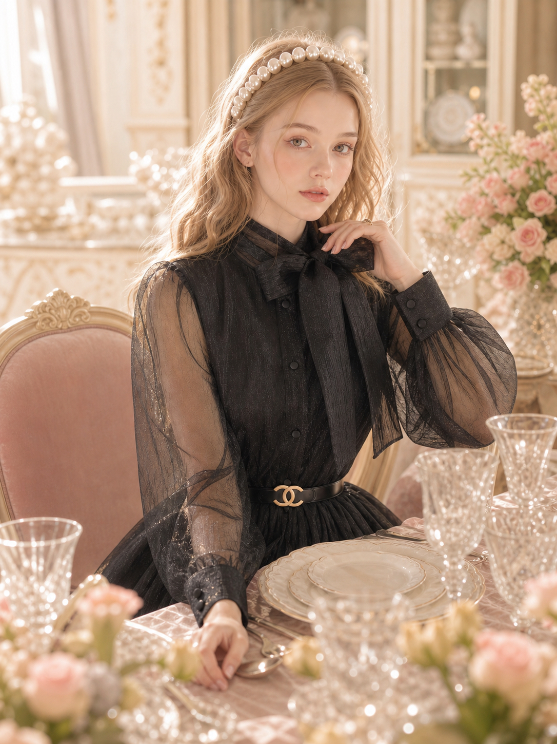 暗夜黑天鵝 ∙ 幻影柯根紗復古維多利亞上衣 Midnight Black Swan ∙ Illusion Organza Vintage Victorian Blouse