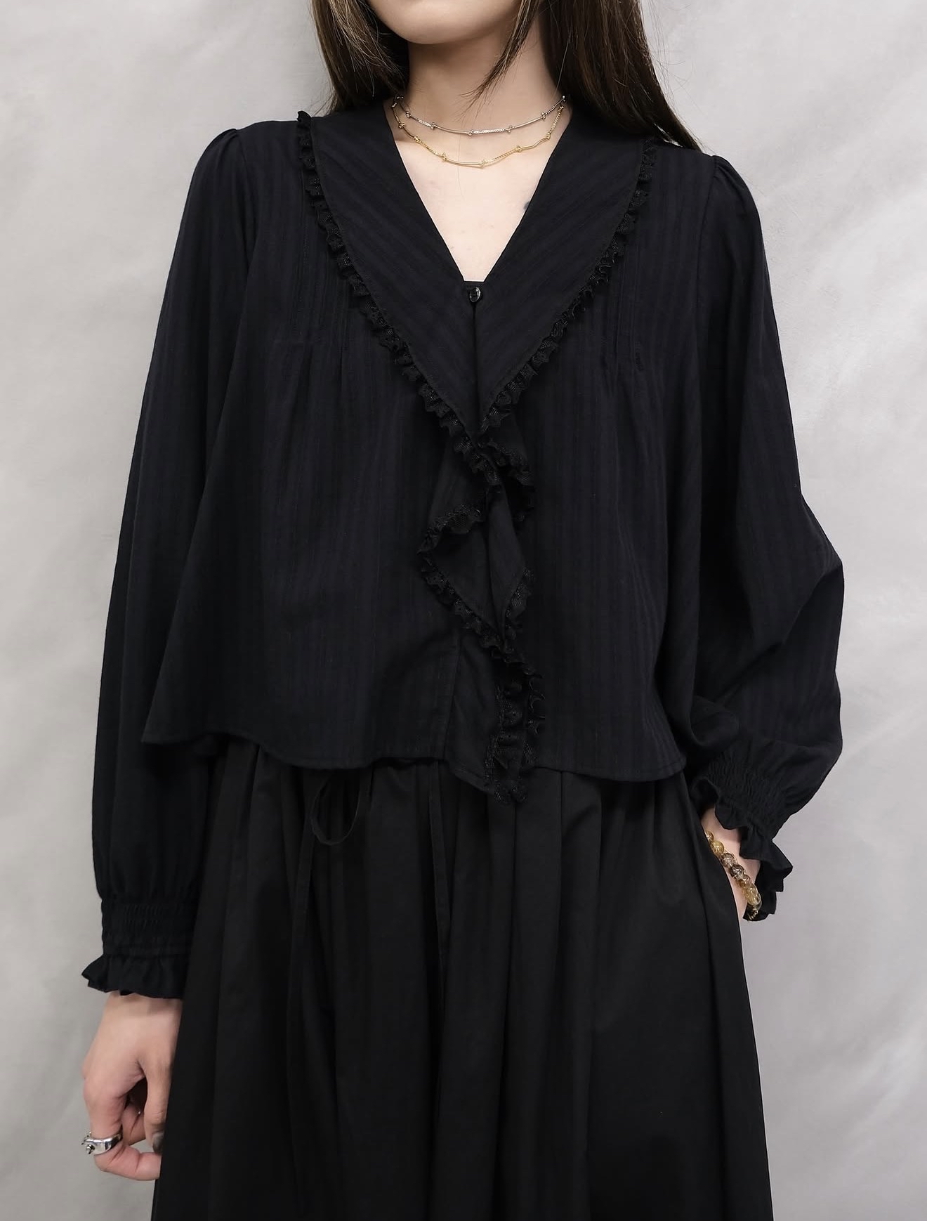 High quality v-neck ruffle top #top117