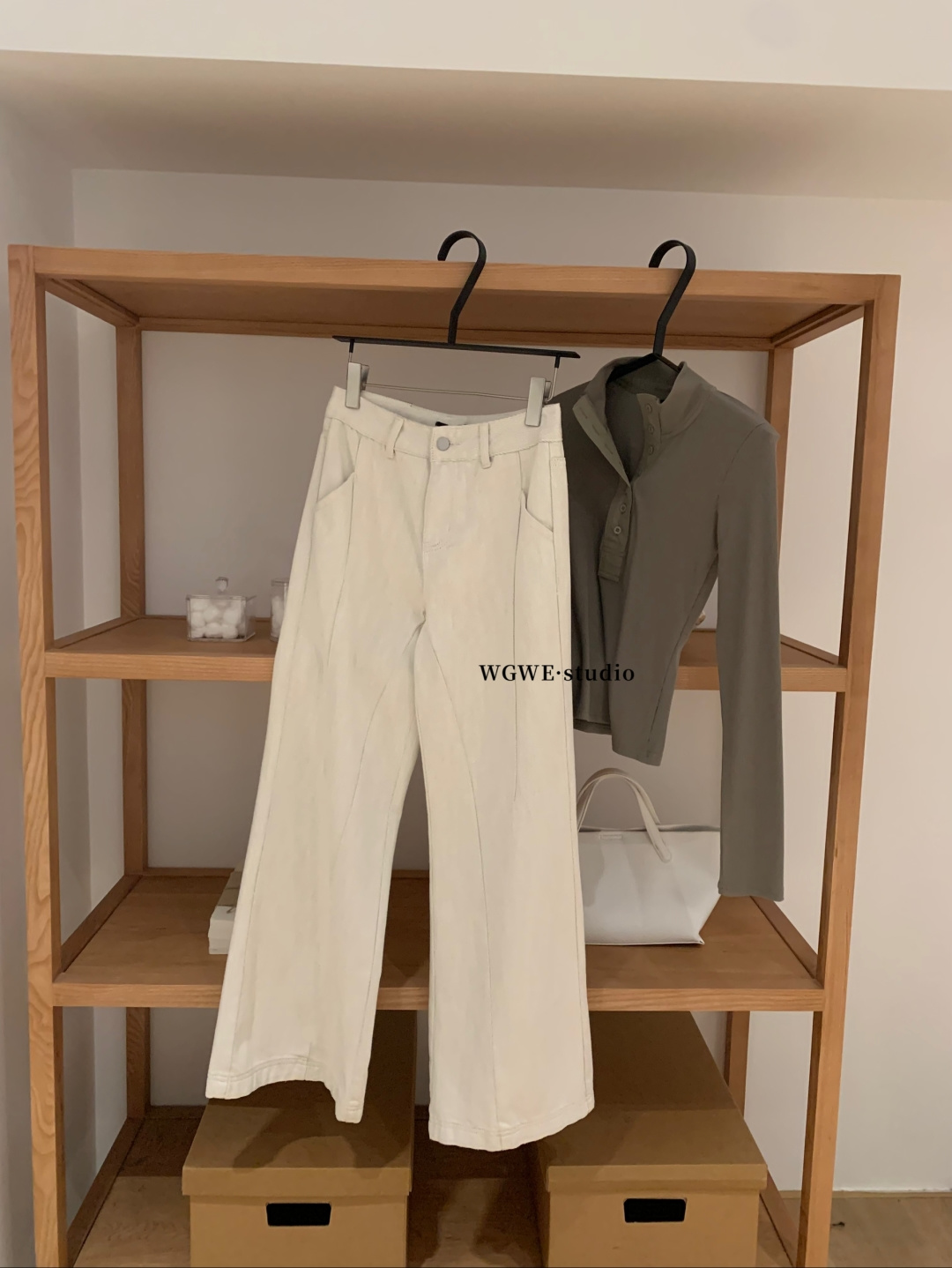 4566 「Cream Linen」米白亚麻直筒裤