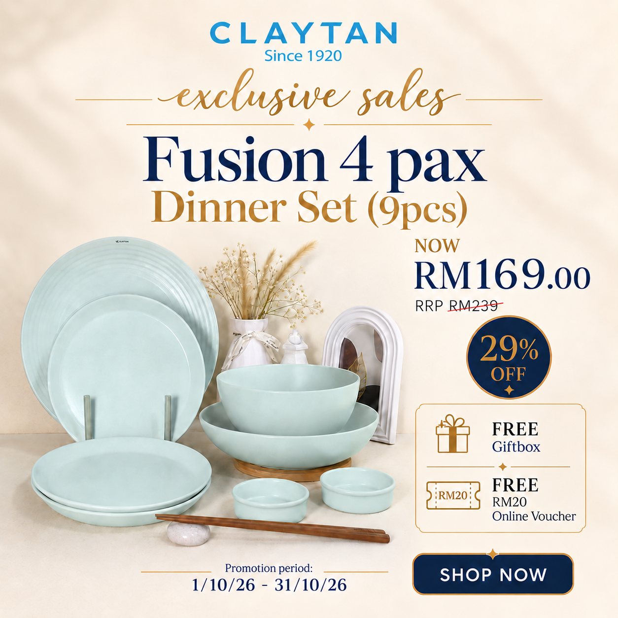 Fusion 9pcs Dinner Sets (4pax) (Dion)