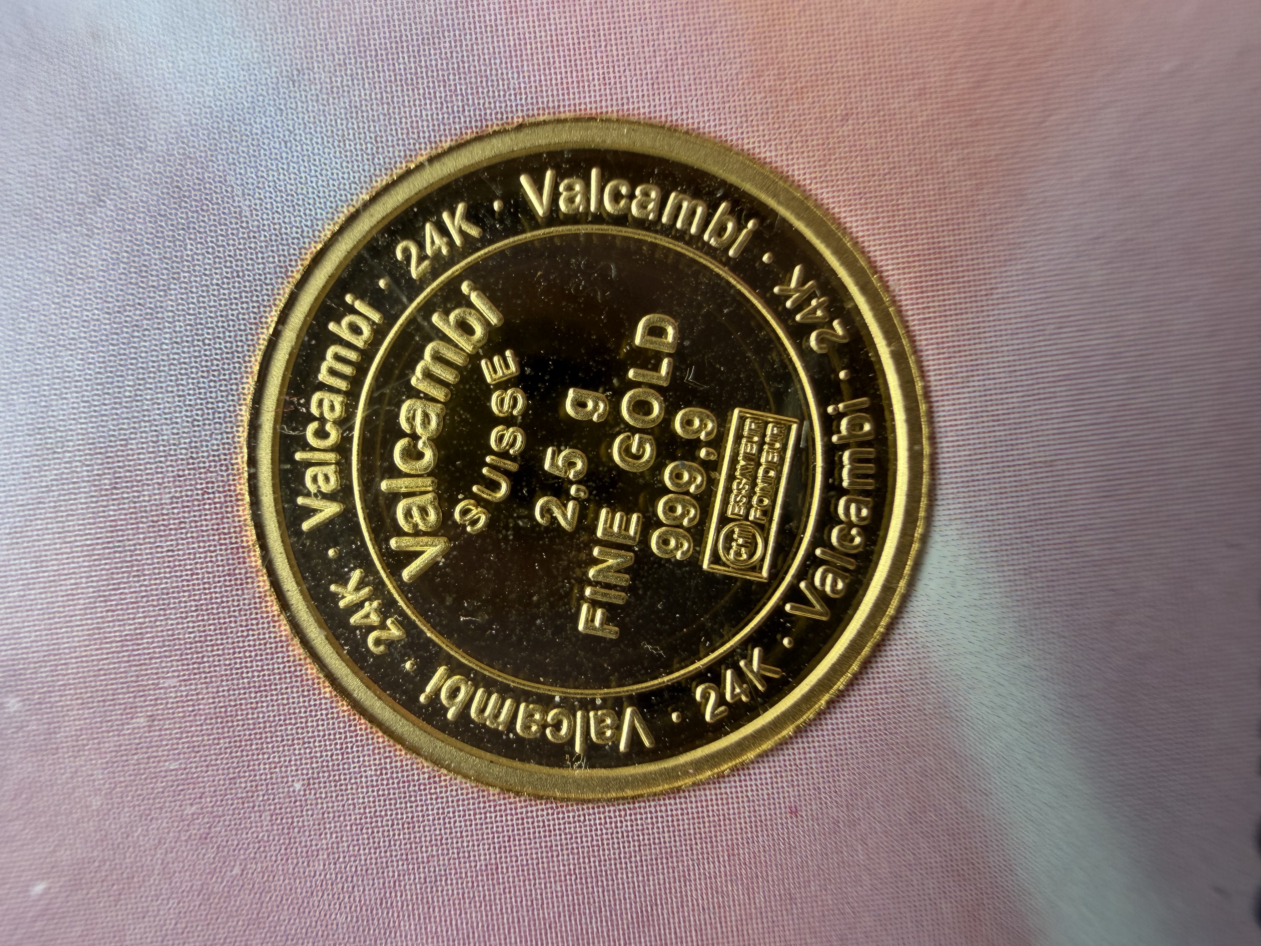 (SN:4947) VALCAMBI 🇨🇭RARE Rose 2.5g Swiss Gold Bar Emas 999.9 玫瑰