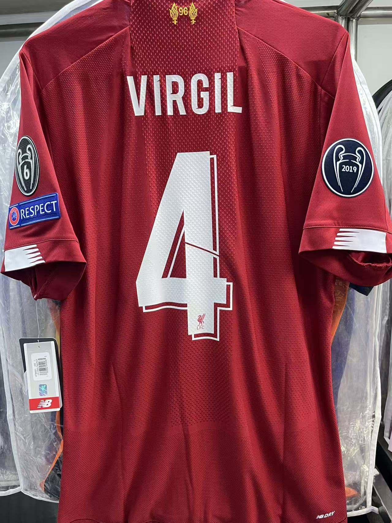 2019-20 Liverpool Home Authentic Shirt #4 VIRGIL Size L "BNWT"