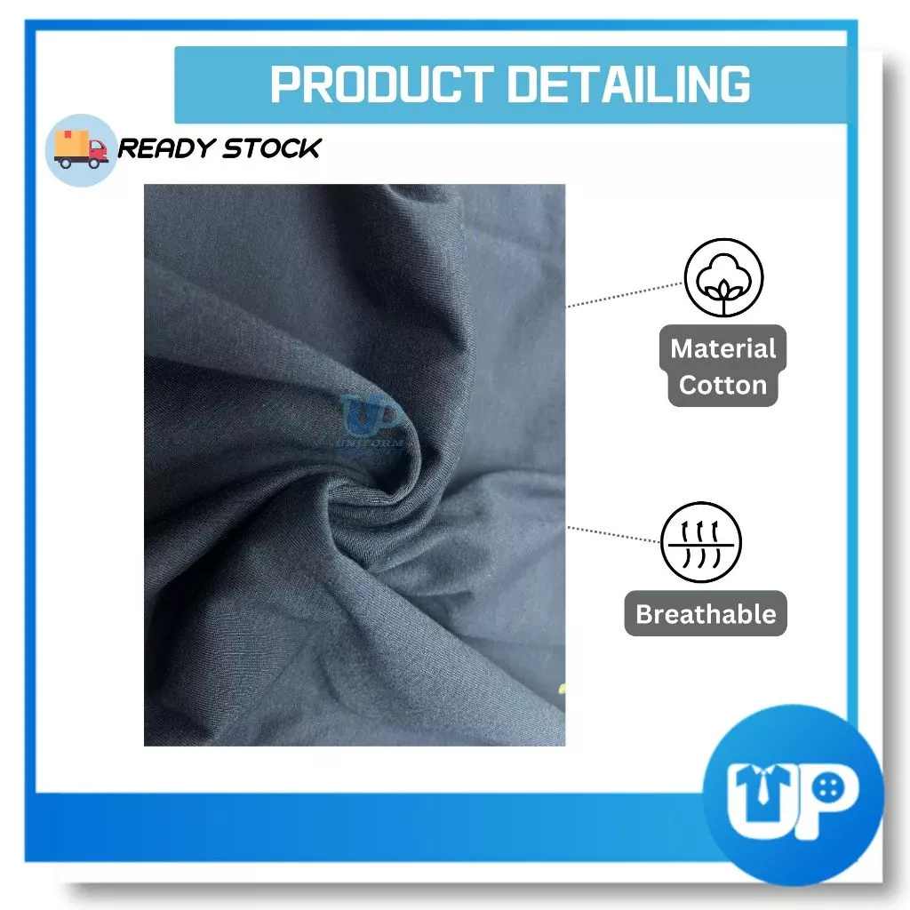 Baju Tshirt Kadet Polis Lengan Panjang Berkolar Biru Tua Kokurikulum Cadet Police Collar School Cotton Uniform Pelangi