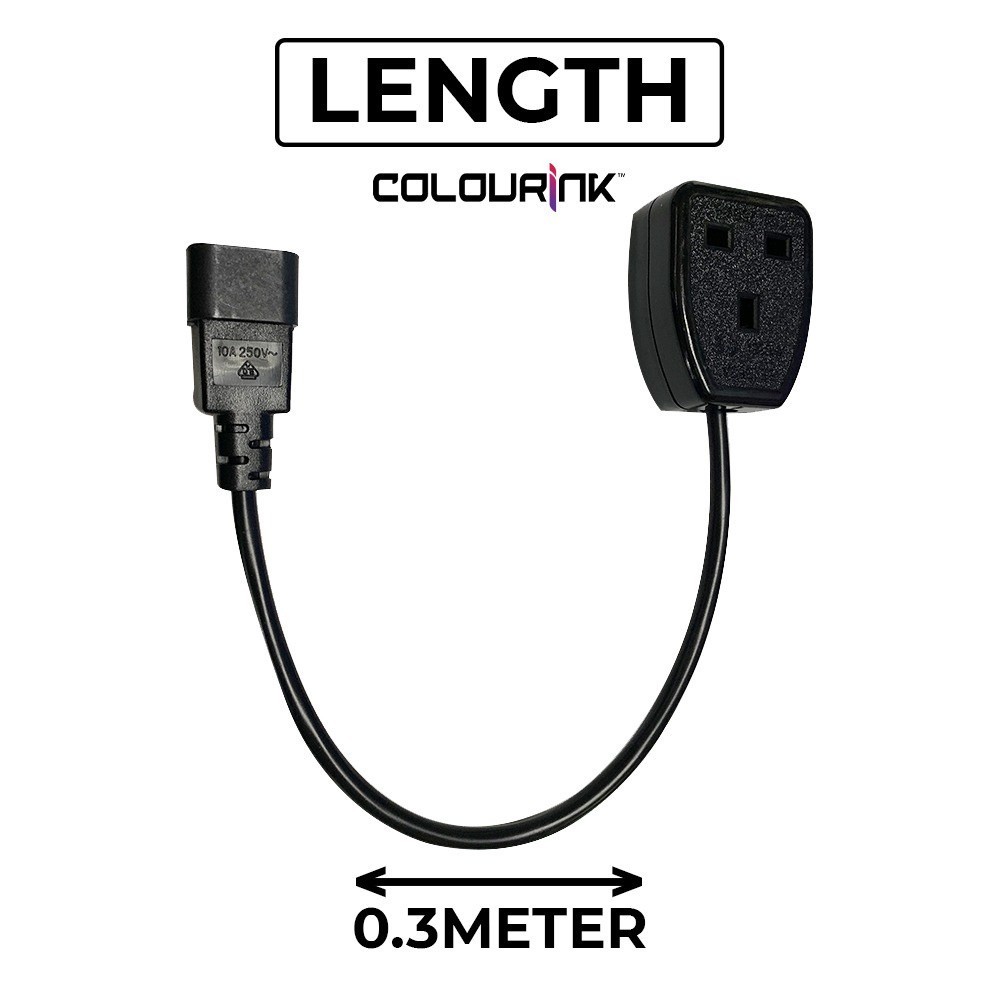 ColourInk IEC C14 Convert to 3-Pin UK Plug Point Universal Converter Adapter for UPS Backup Battery