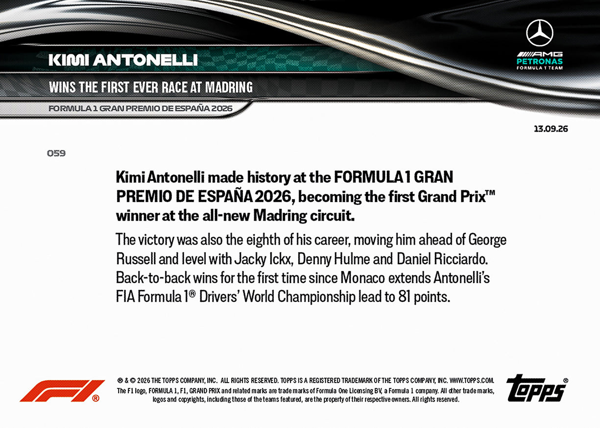 Kimi Antonelli - 2026 Formula 1® Topps NOW® #59【團購】
