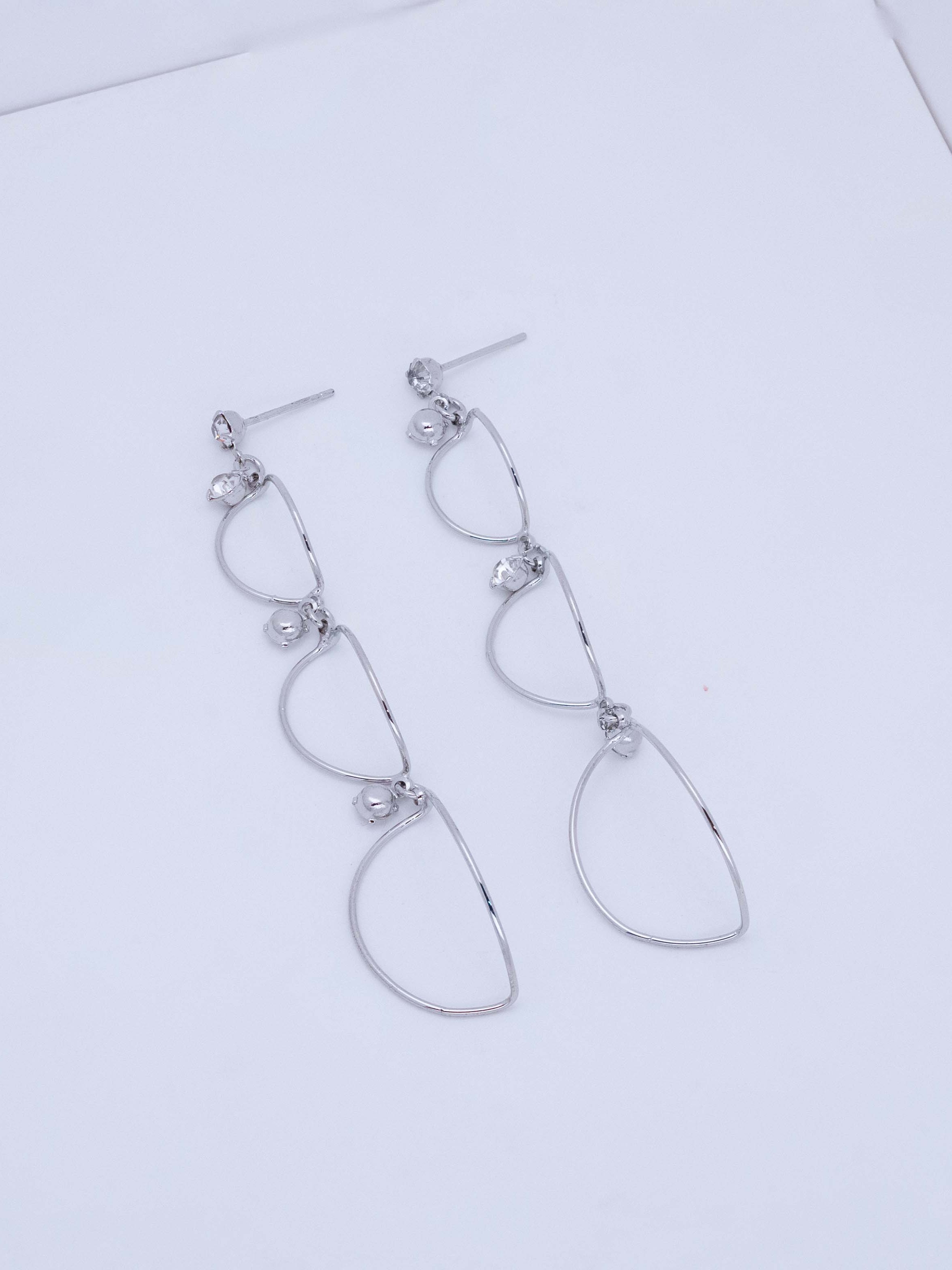 Abstract Line Drop Stud Earrings