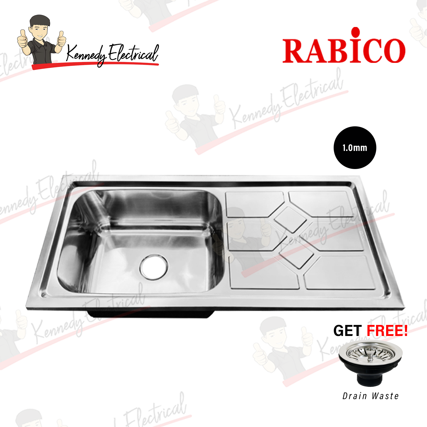 Rabico H/D 1B1D Stainless Steel Sink (S11050#) WRS11050