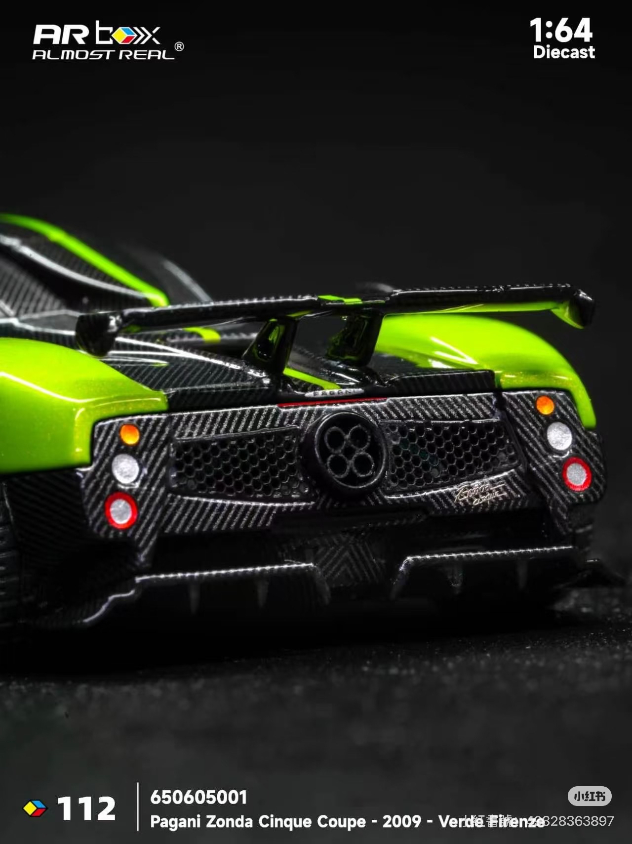 （預訂 Pre Order) AR Box (650605001) Almost Real Pagani Zonda Cinque Coupe - 2009 - Verde Firenz