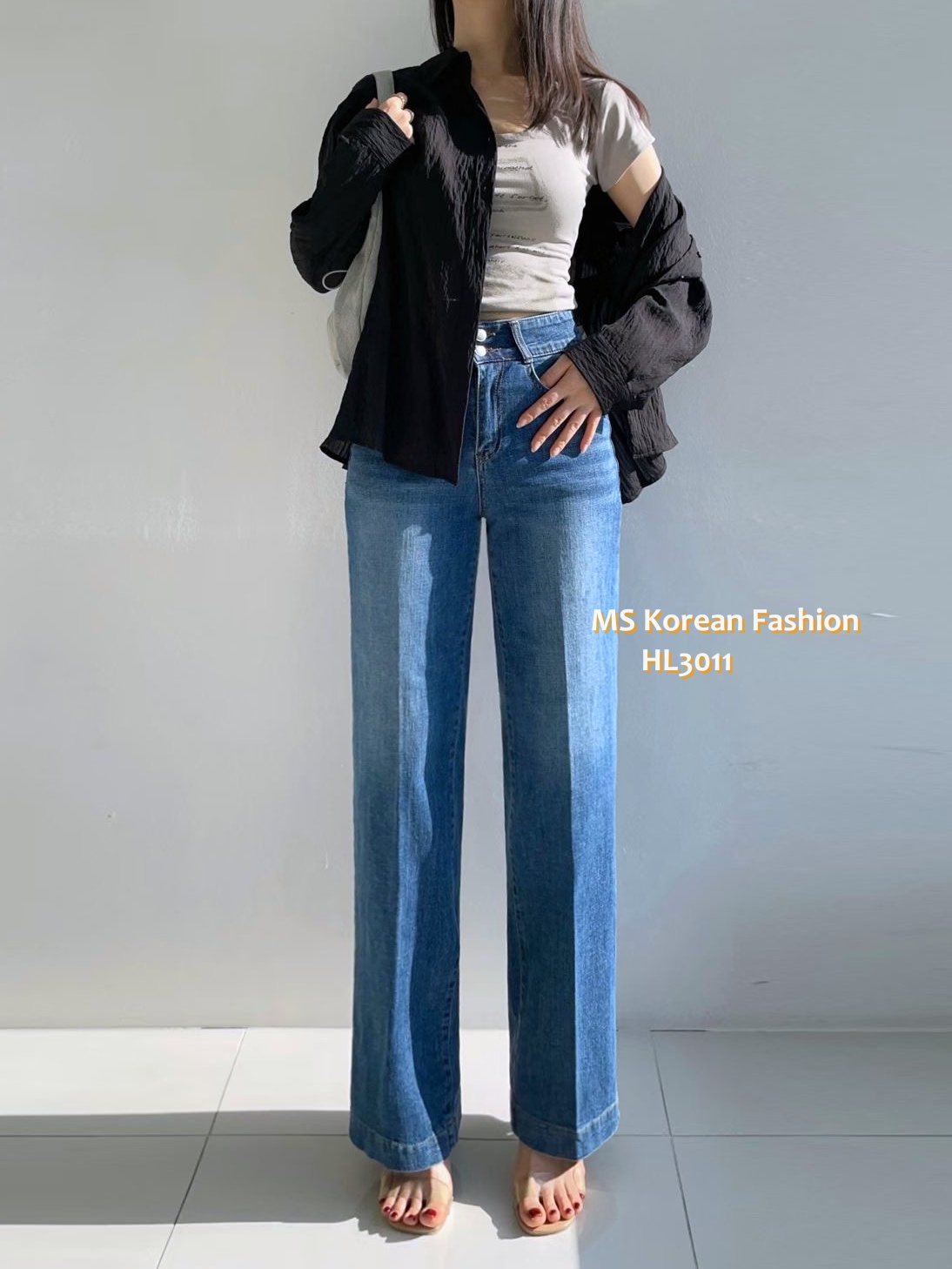 HL3011 韓國🌼Howluk春版雙鈕闊筒牛