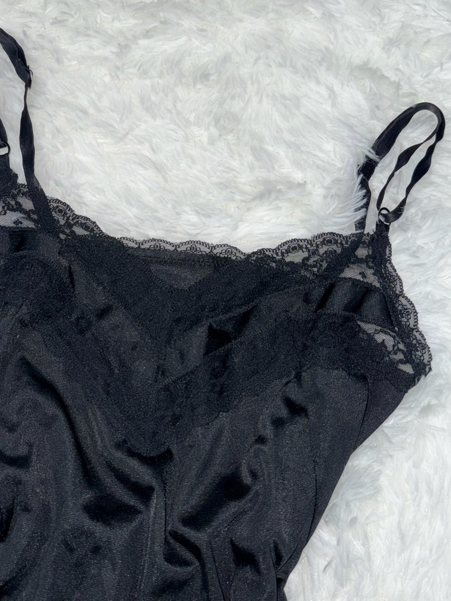 Coquette Black Satin & Lace Camisole