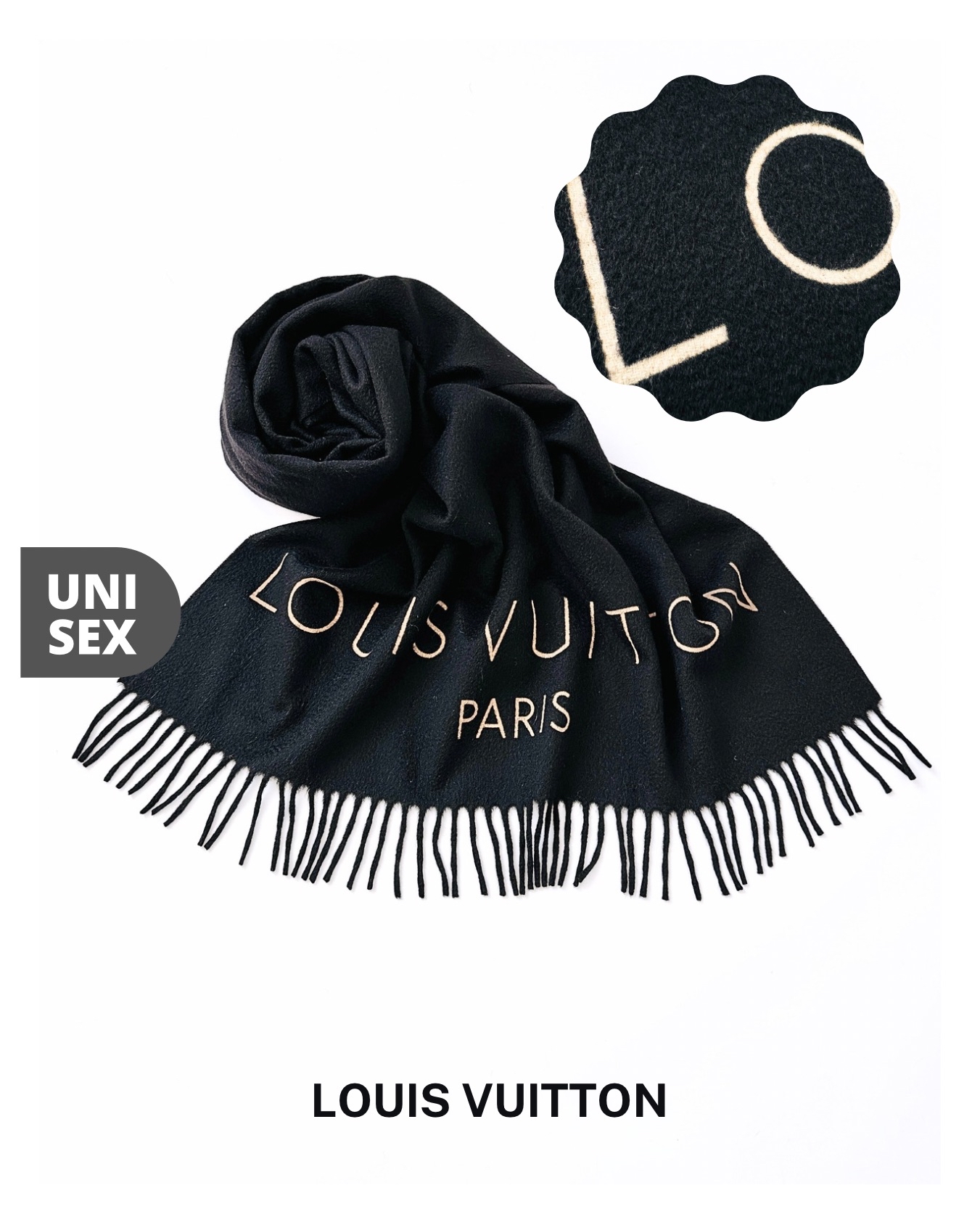 【AR106】💁🏻‍♂️💁🏻‍♀️男女系  全cashmere，特濃細滑綿密，Nutter隻85%朱古力gelato咁(嬴Godiva Venchi)🤌🏼。唔好俾我個朱古力誤導咗，佢係黑色嘅🖤  價錢：HK$2,200 品牌：Louis Vuitton 尺寸：186cm (長)｜70cm (闊) 註：85%新｜非常輕微布料耗損｜100% cashmere｜意大利製  *二手產品難達全新狀態，耗損或歲月痕跡屬正常情況，較明顯/嚴重嘅問題會標明或影底，敬請見諒。  *進入付款程序後，請於10分鐘內完成付款，否則絲統會自動取消訂單。  購物link in bio｜逢星期四寄出｜不設退換或退款｜順豐運費到付｜只寄香港不寄海外  #SecondLifeHK所有女裝 #SecondLifeHK所有男裝 #SecondLifeHK所有飾物