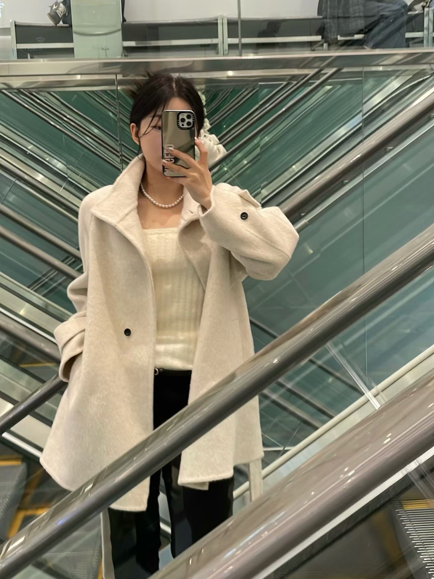 Premium wool cropped coat