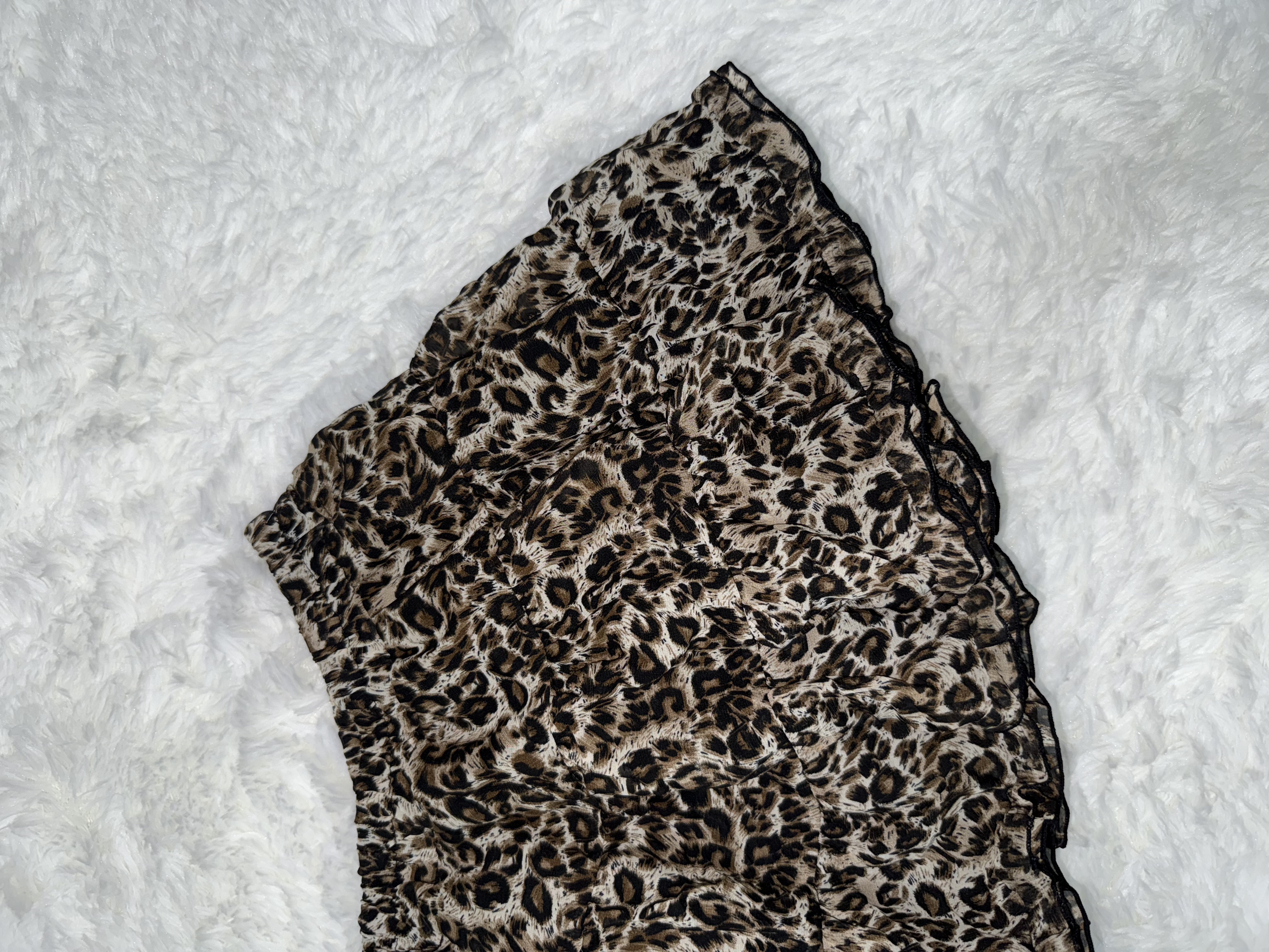 Leopard Print Layered Ruffle Mini Skirt 