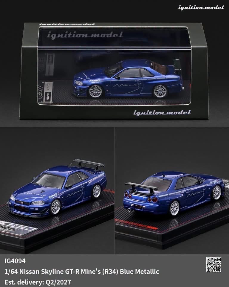 (預訂 Pre Order) Ignition mode (IG4094) Nissan Skyline GT-R Mine's (R34) Blue Metallic