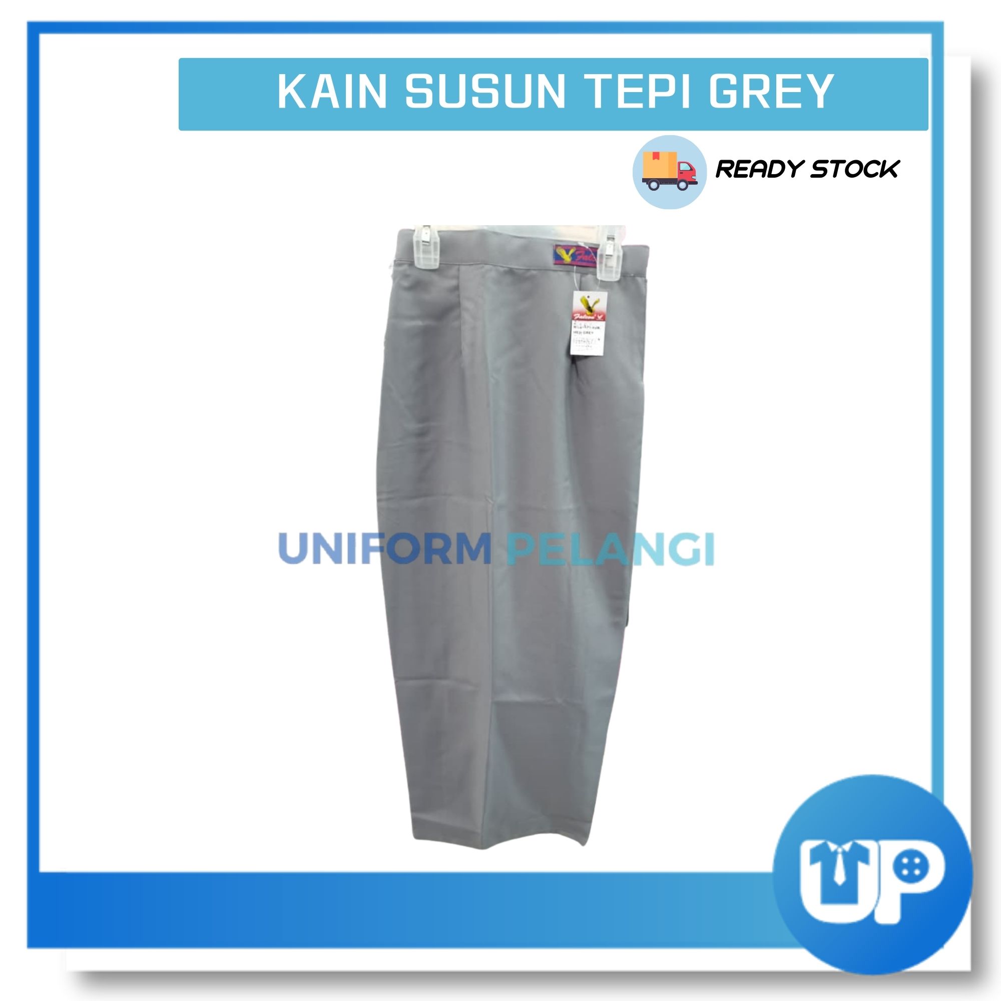 Falcon Kain Susun Tepi Sekolah Kelabu / Grey Half Getah Viscose Cotton Original Uniform Sekolah