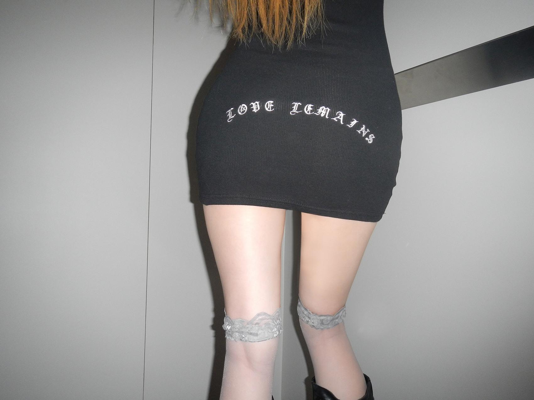 Gothic Lettering Ribbed Tank Dress