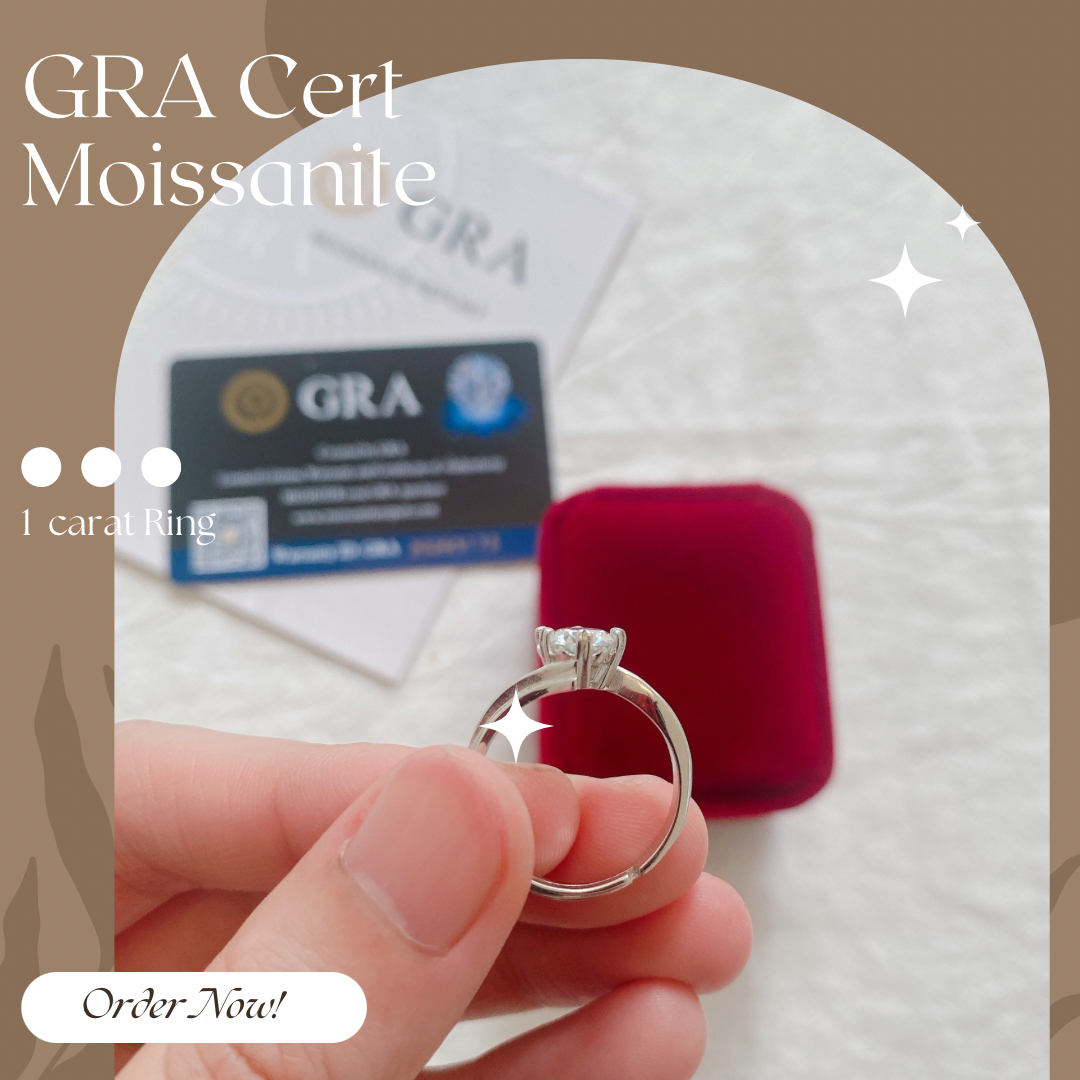 Moissanite Collection 1 carat Ring 029  【FREE size: Adjustable Ring】