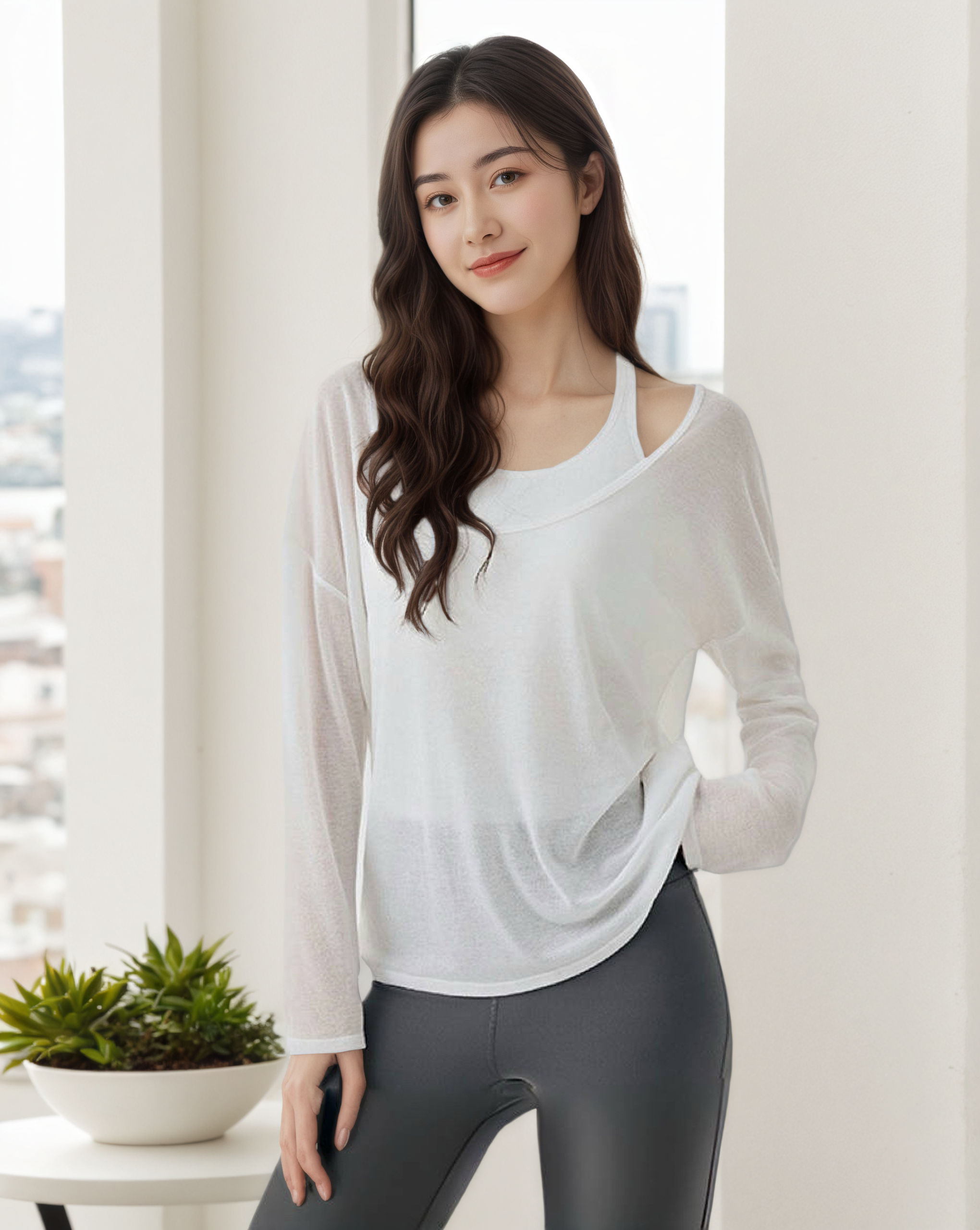 長袖罩衫運動背心疊穿兩件套