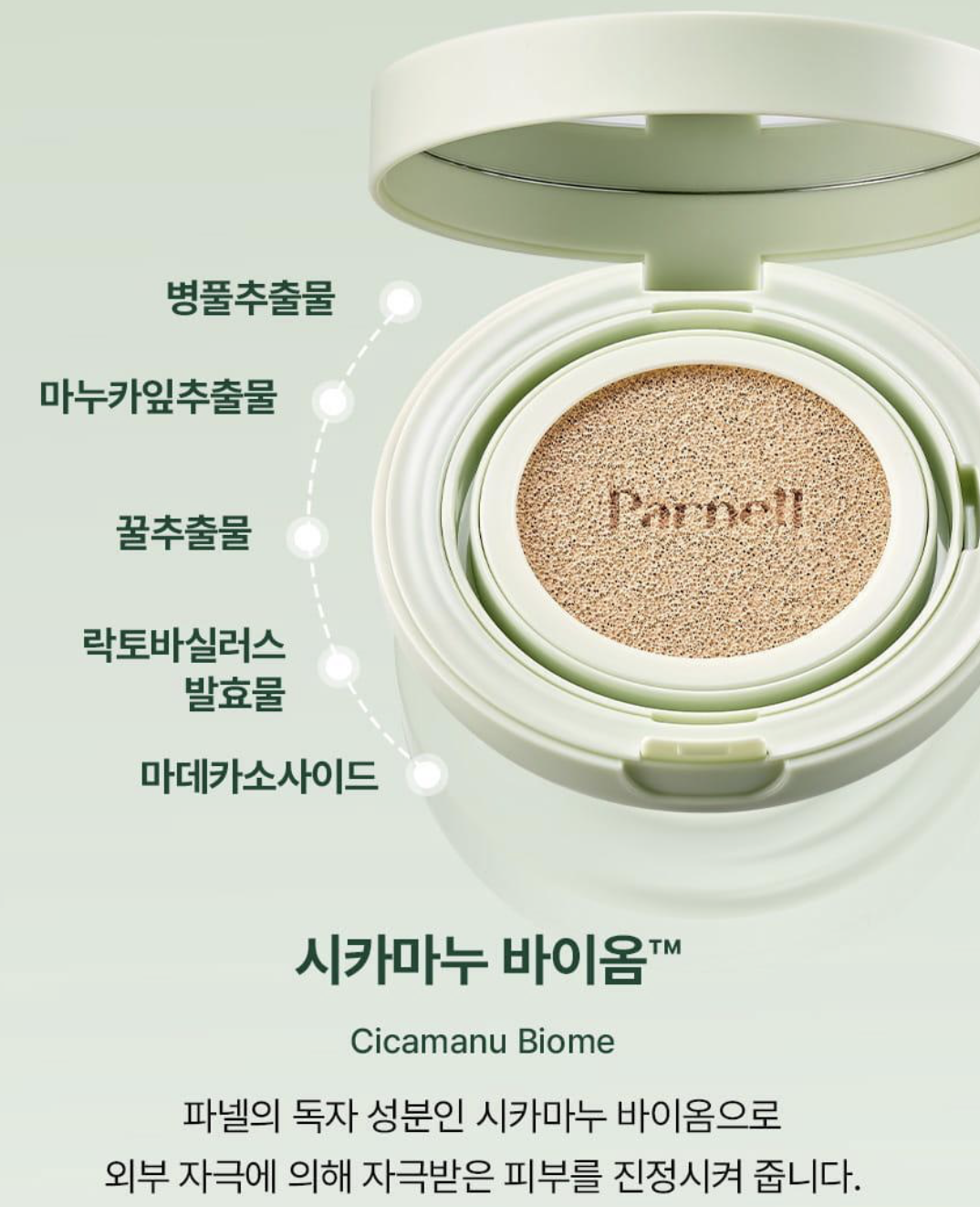 升級版｜韓國 Parnell 積雪草精粹霧面 控油氣墊 2.0 ｜Cicamanu Serum In Matte Cushion