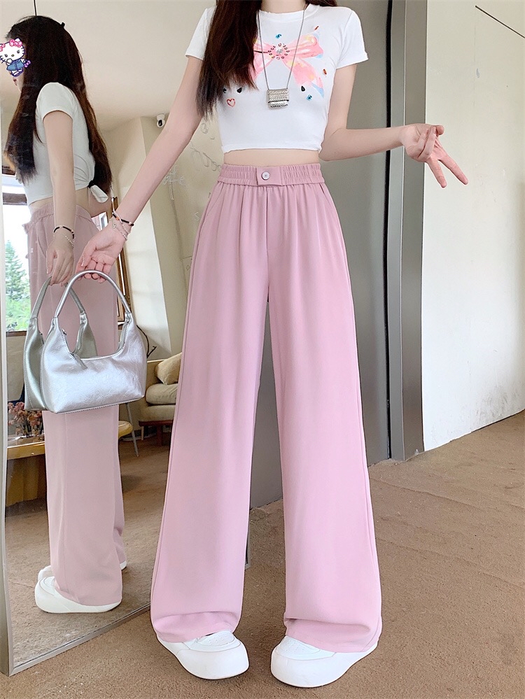 B314(5588) 韩系甜美风横单钮冰丝西装垂感3色长裤