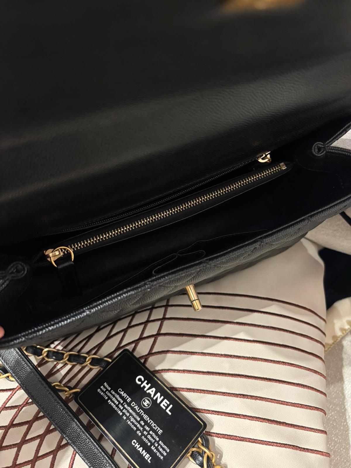 Chanel coco handle Medium 黑色荔枝牛皮金扣蜥蜴皮手柄 100%Authentic, 95%New ✅24Card✅Dust Bag✅Box