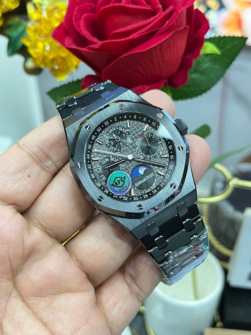 🚀爱彼黑陶瓷26579真月相 皇家橡树/41mm*10.5mm/5134一体机💯