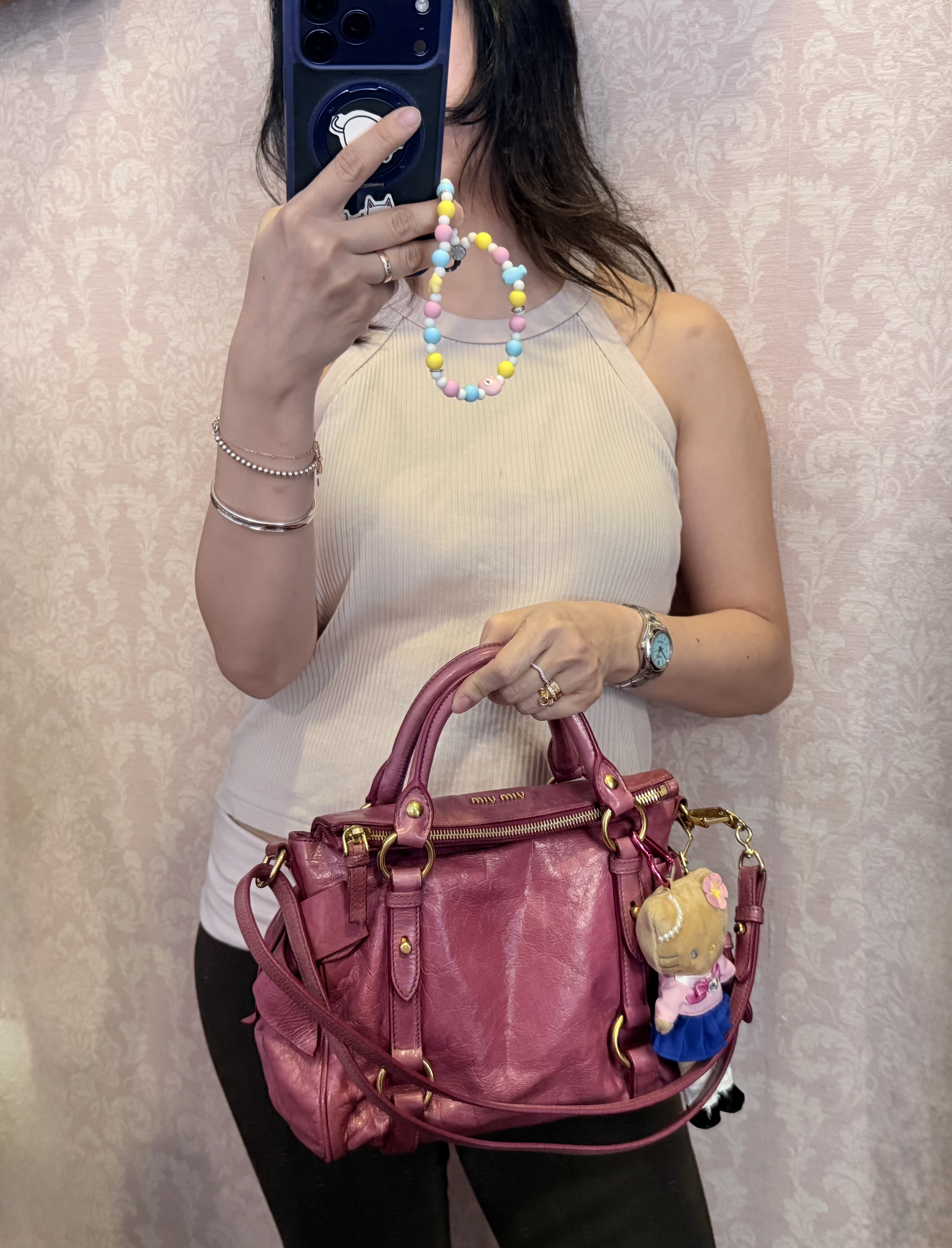 Miu miu pink vitello mini bow bag