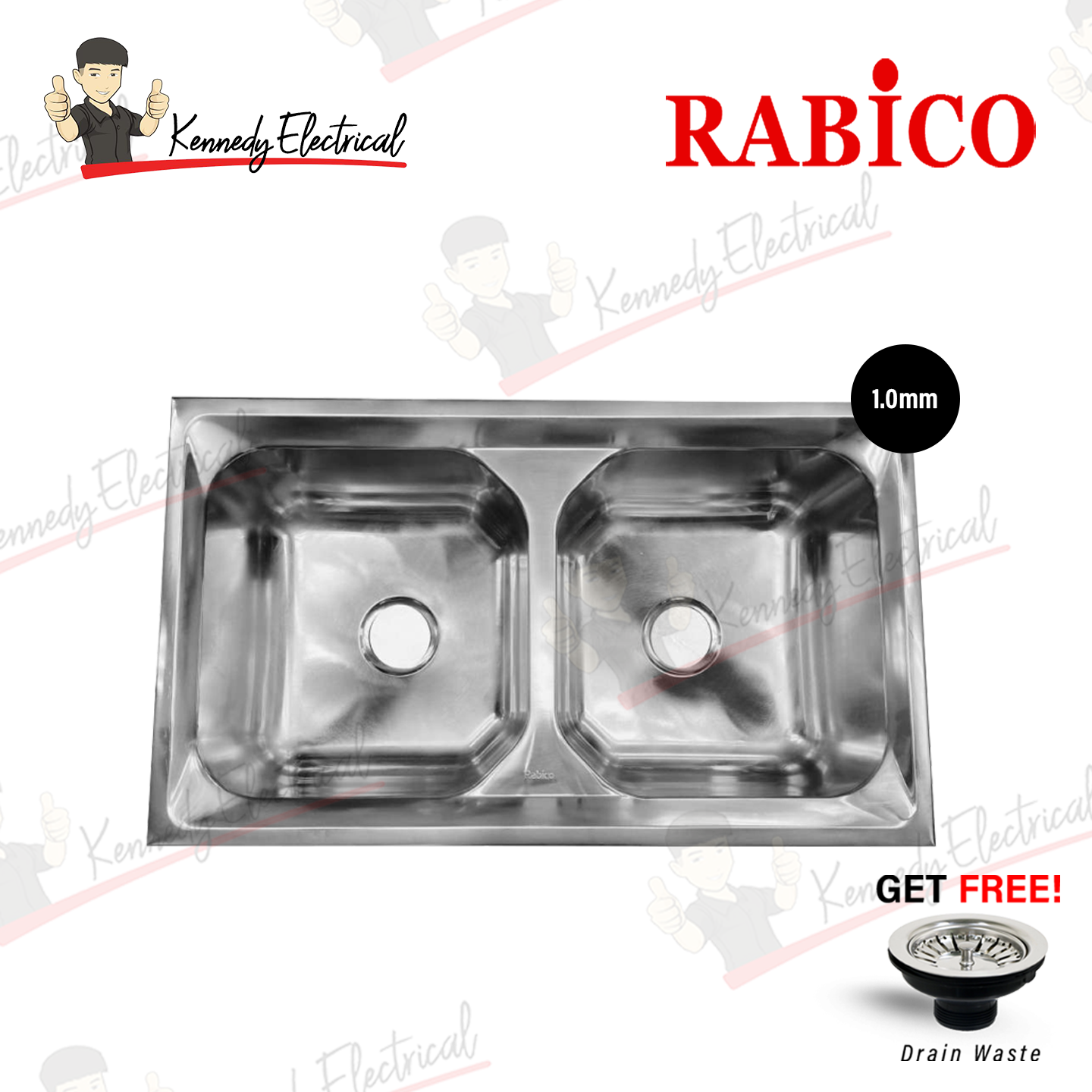 Rabico H/D Double Stainless Steel Sink (S8550#) WRS8550