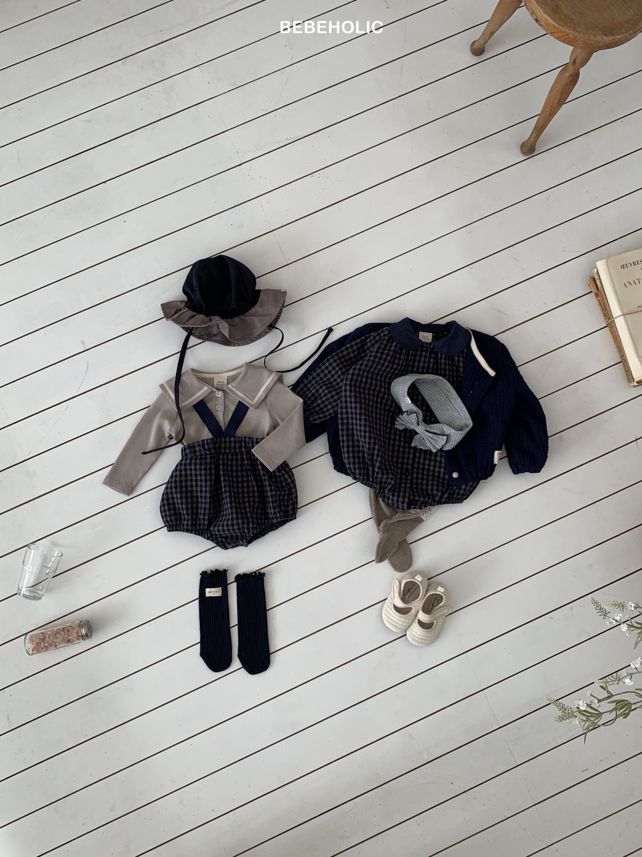 🌸預訂 韓國直送🌸🇰🇷BEBEHOLIC格紋包屁衣/吊帶燈籠褲