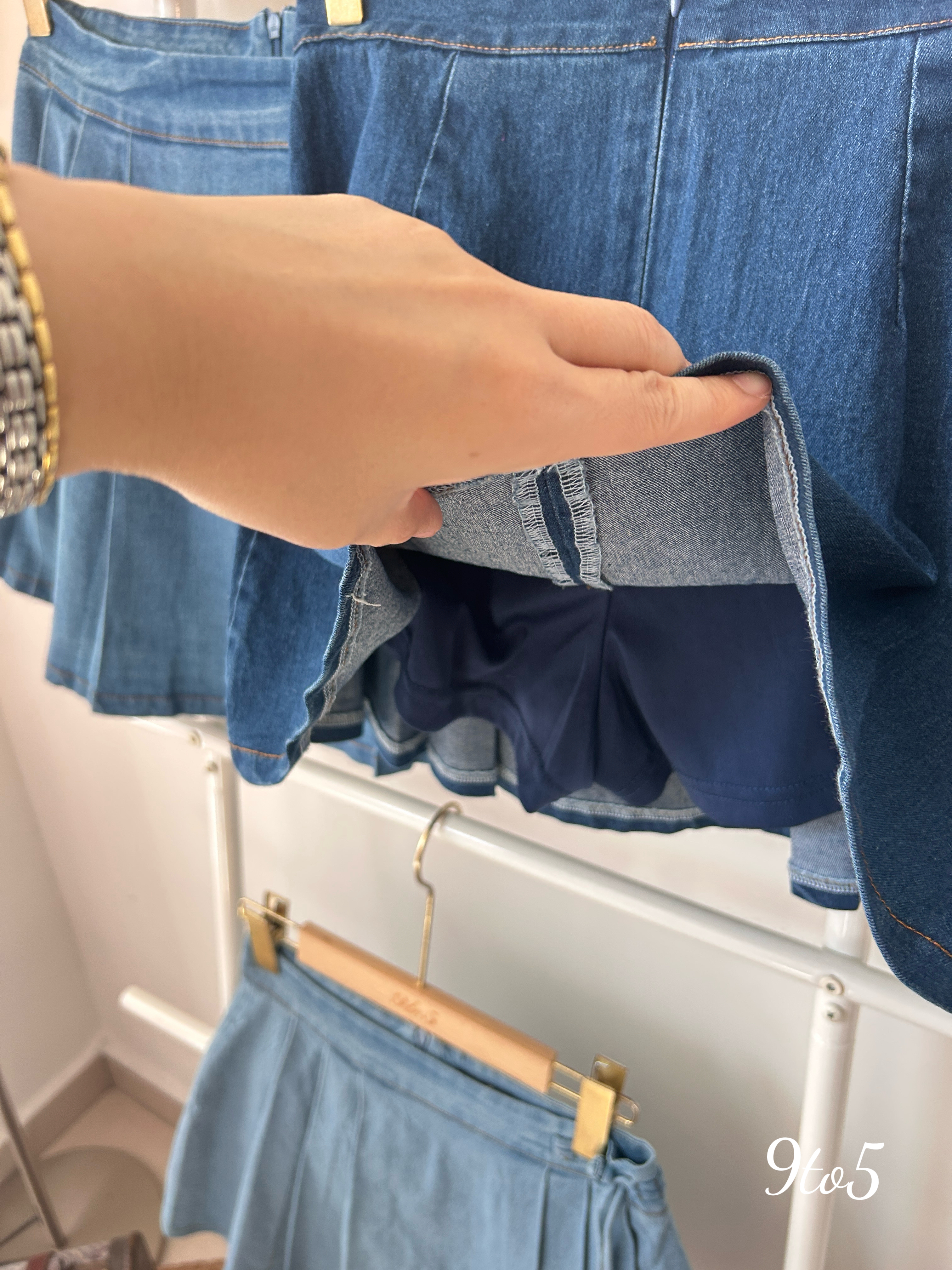 S1773 Denim Pleated Skirt - 3 Colors