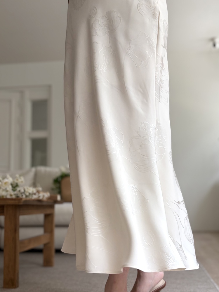 Floral Silky Skirt (Ivory)
