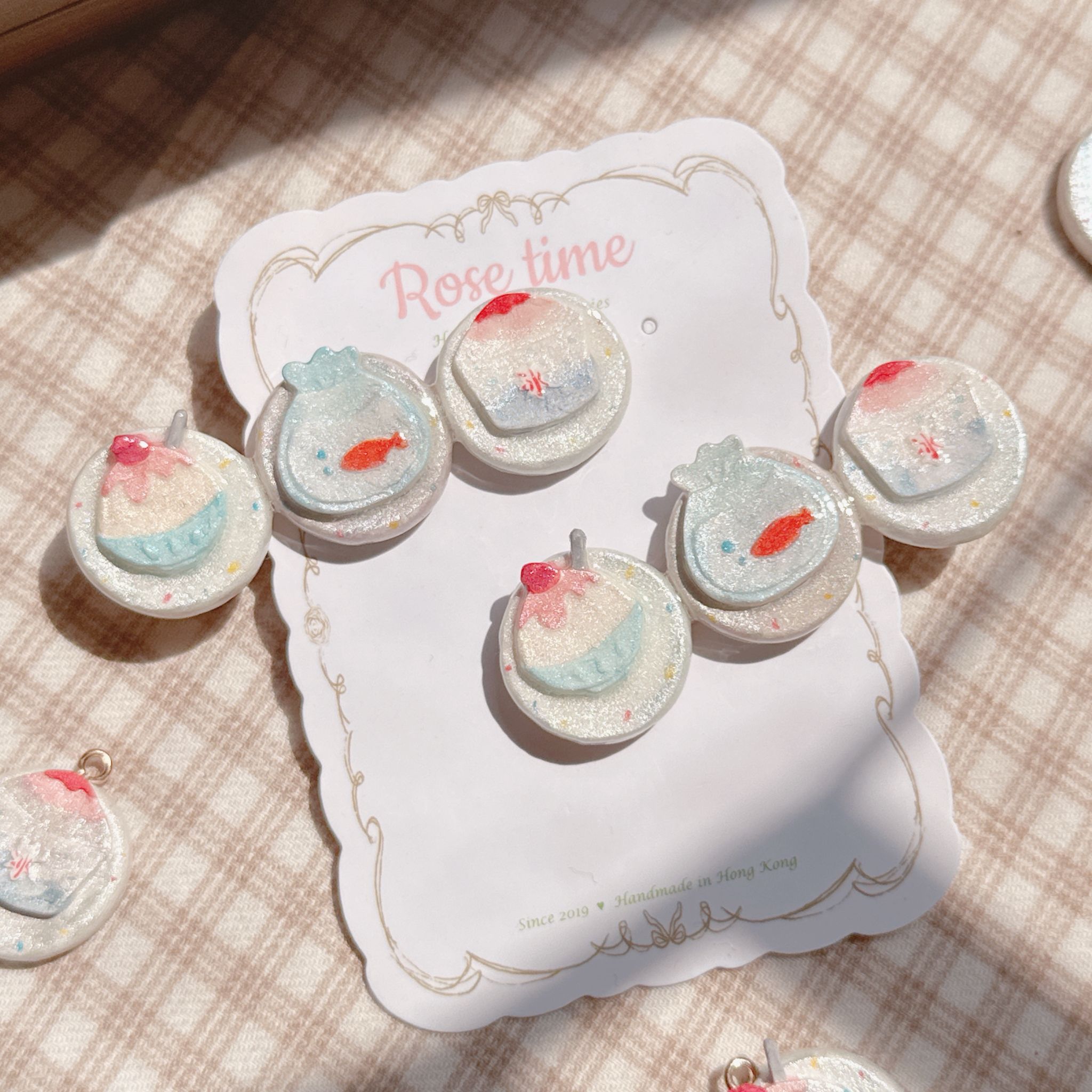 手繪 和風夏日祭刨冰🍧金魚缸髮夾