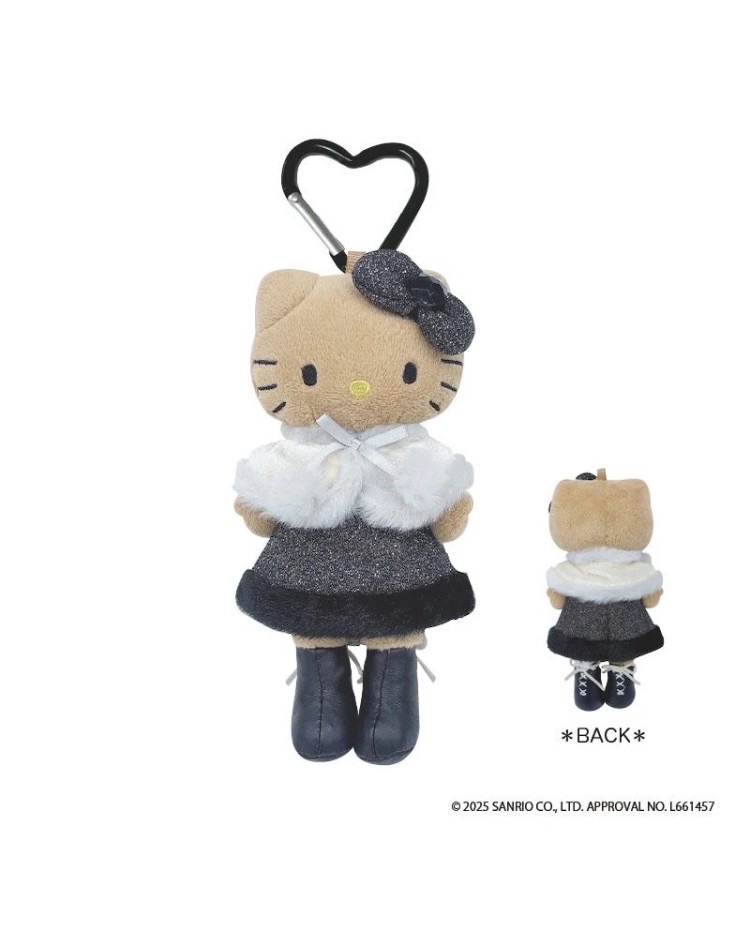 Sanrio 長腿Hello Kitty 日燒冬日貴婦版黑色禮服裙掛飾