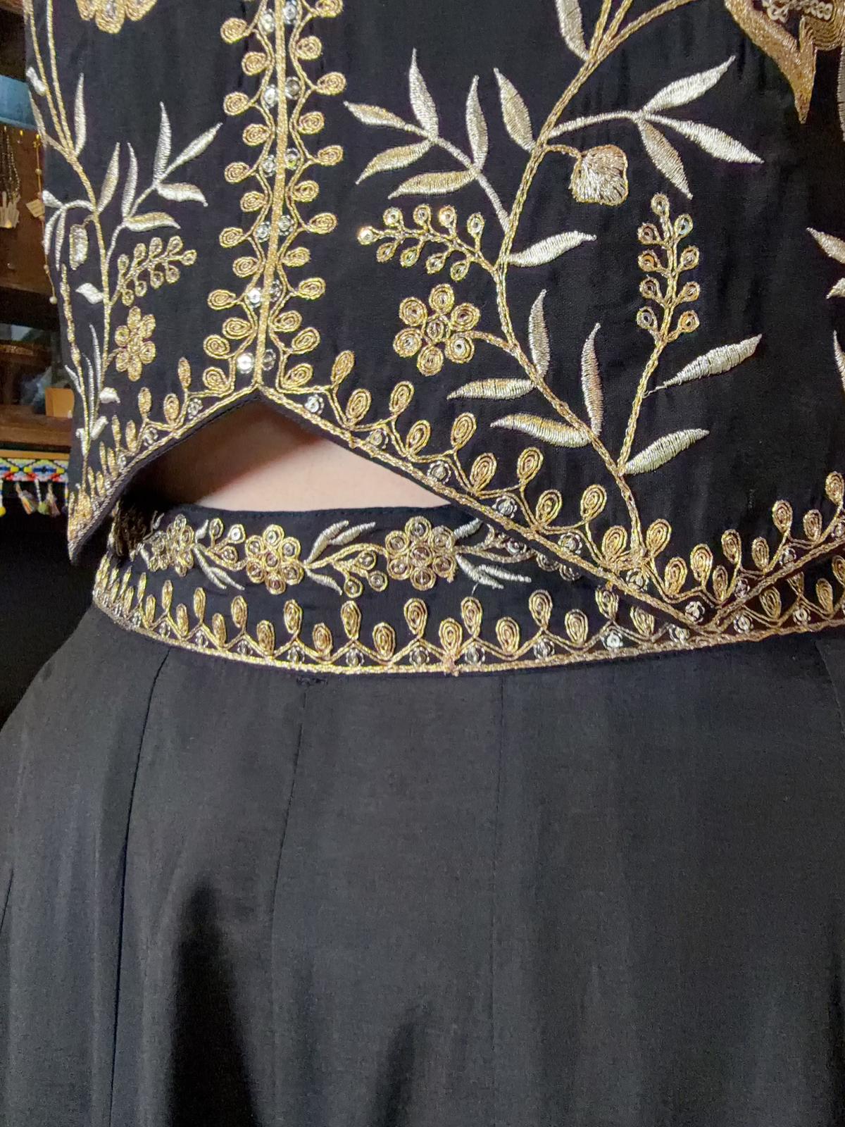 Black Gold Emb. Vest Top #1455