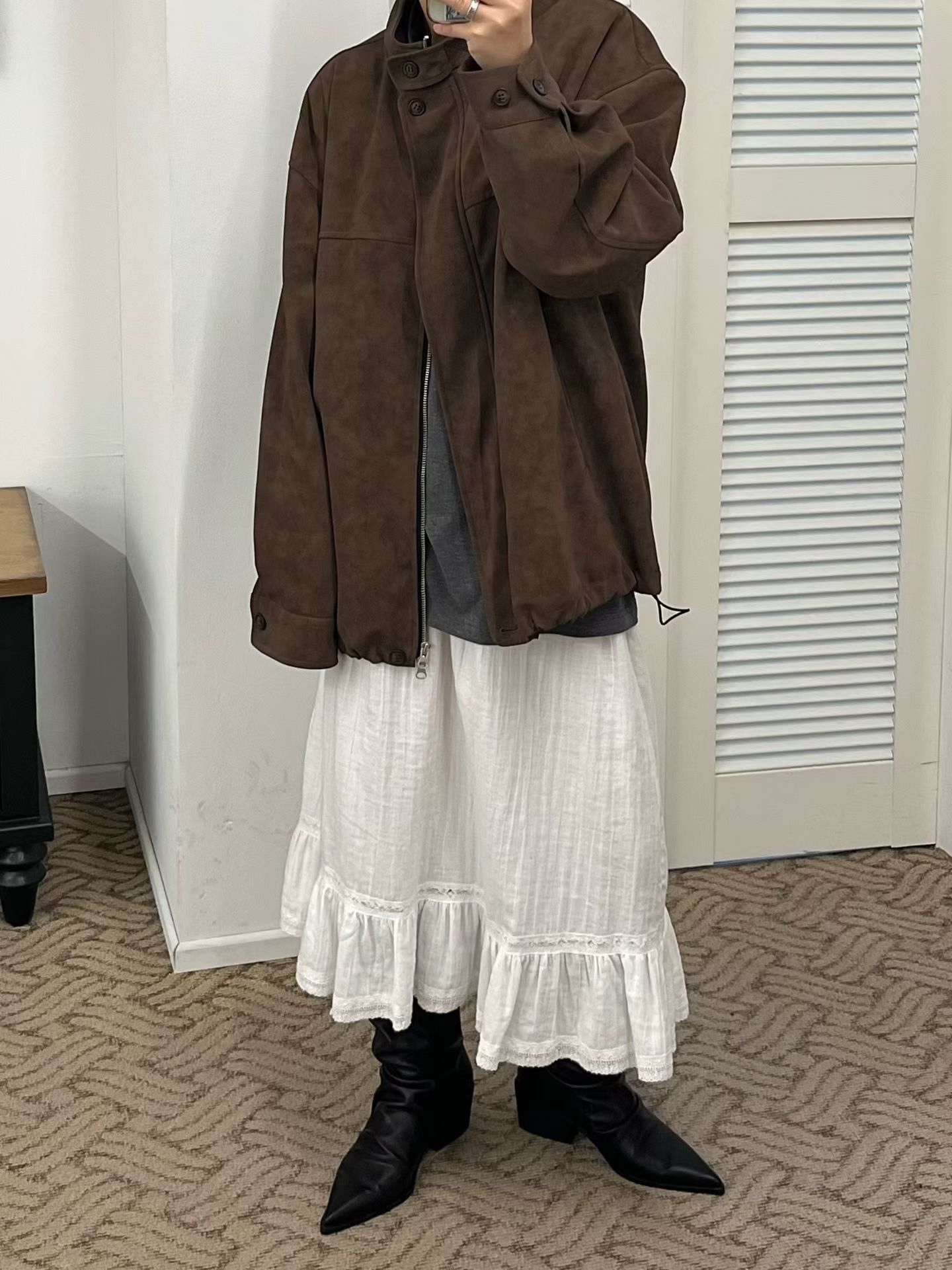 221626 側綁帶ruffle 腳長裙