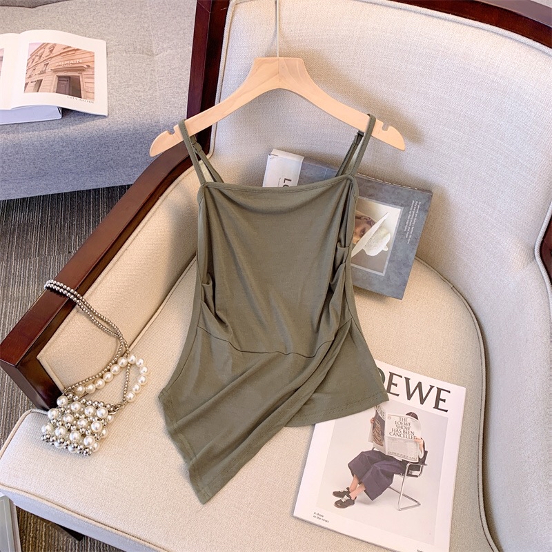 B304(12868) 韩系休闲风吊带内搭与薄款开衫与短裤3色三件套套装