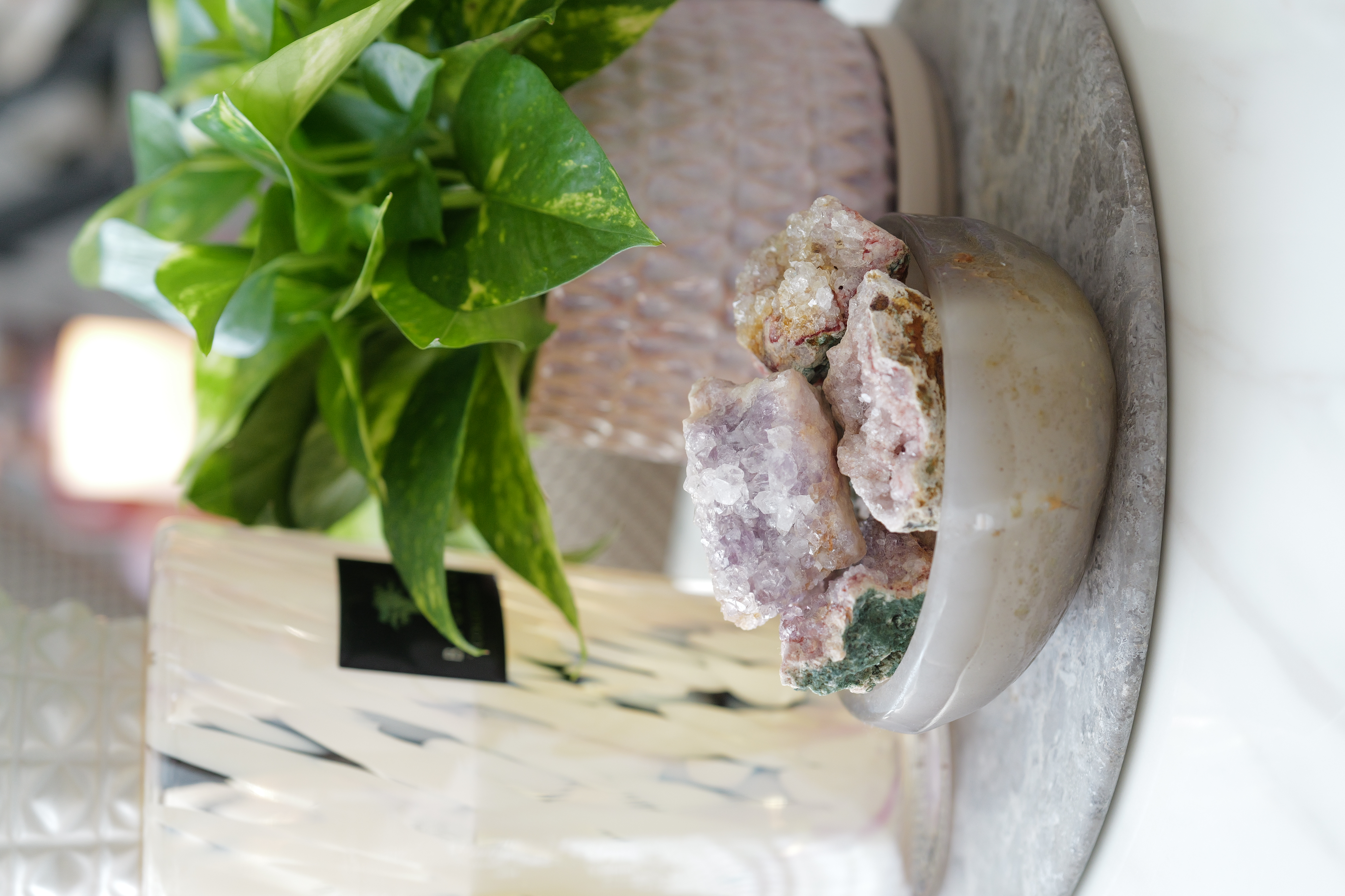  ༒6cm Pink Amethyst Geode༒ PA.7051H3m-RA22*3MF