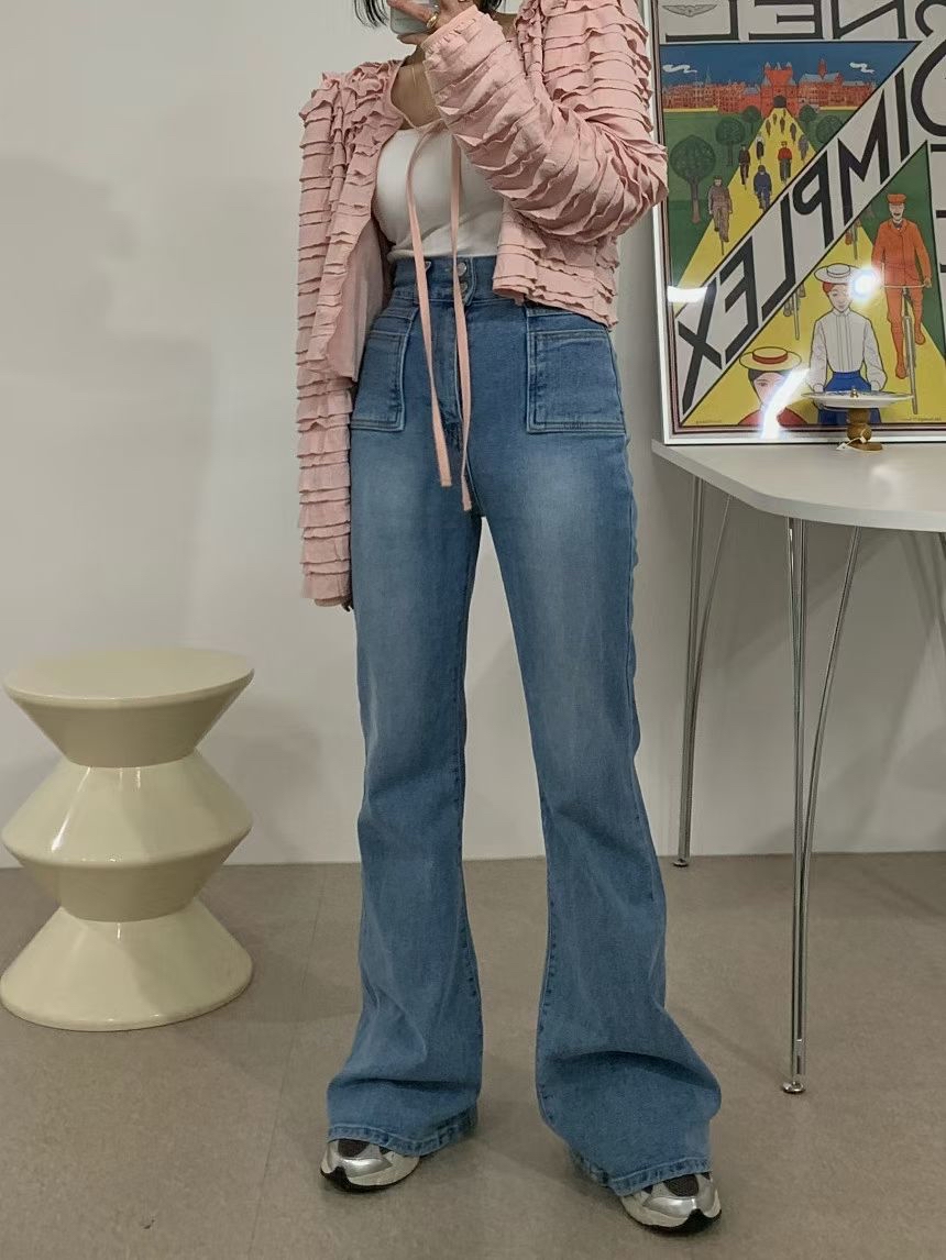 C18 雙鈕高腰喇叭褲