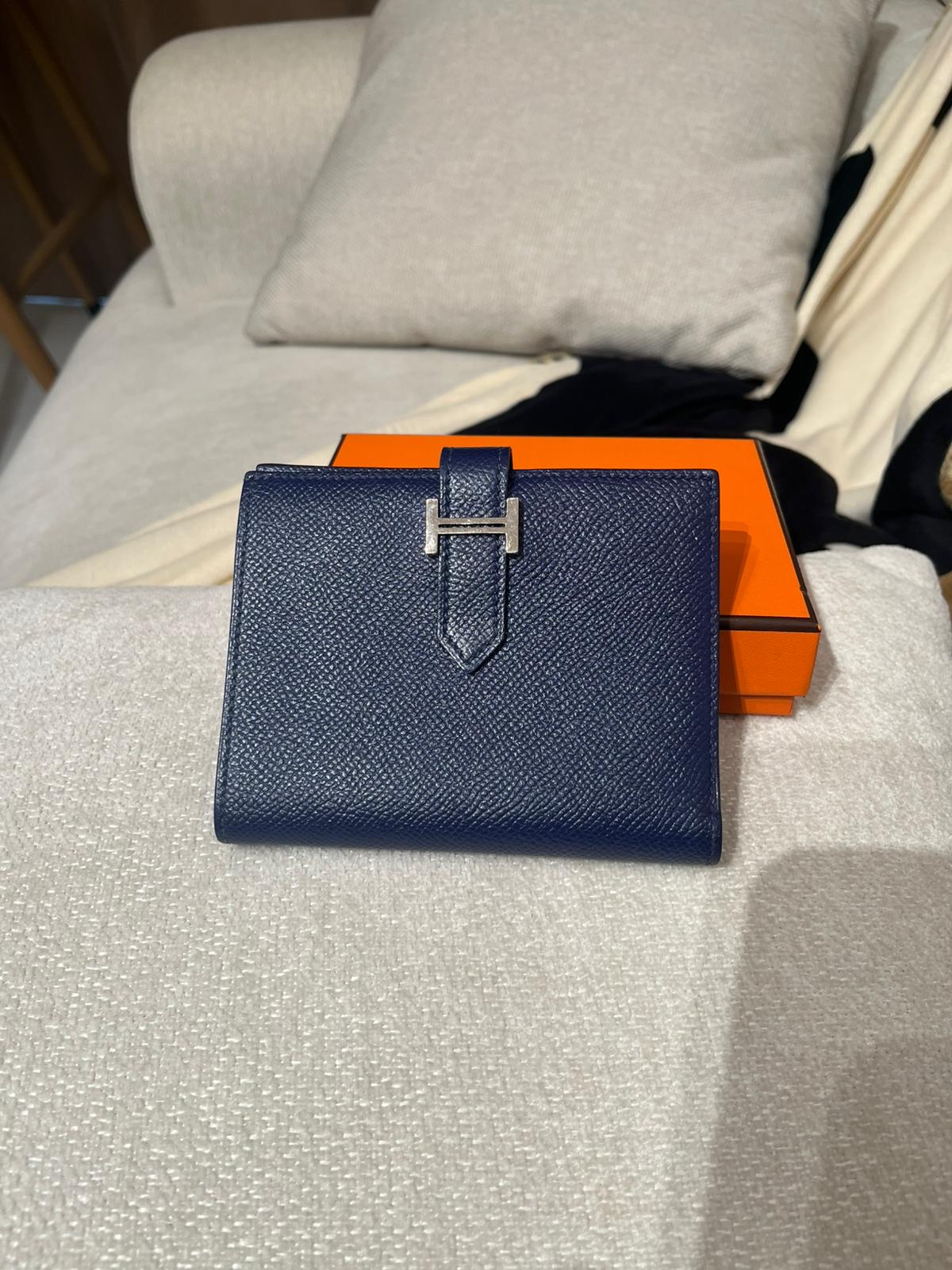 HERMES BEARN WALLET Epsom 牛皮，午夜藍 Stamp X 100%Authentic, 98%new ✅BOX 