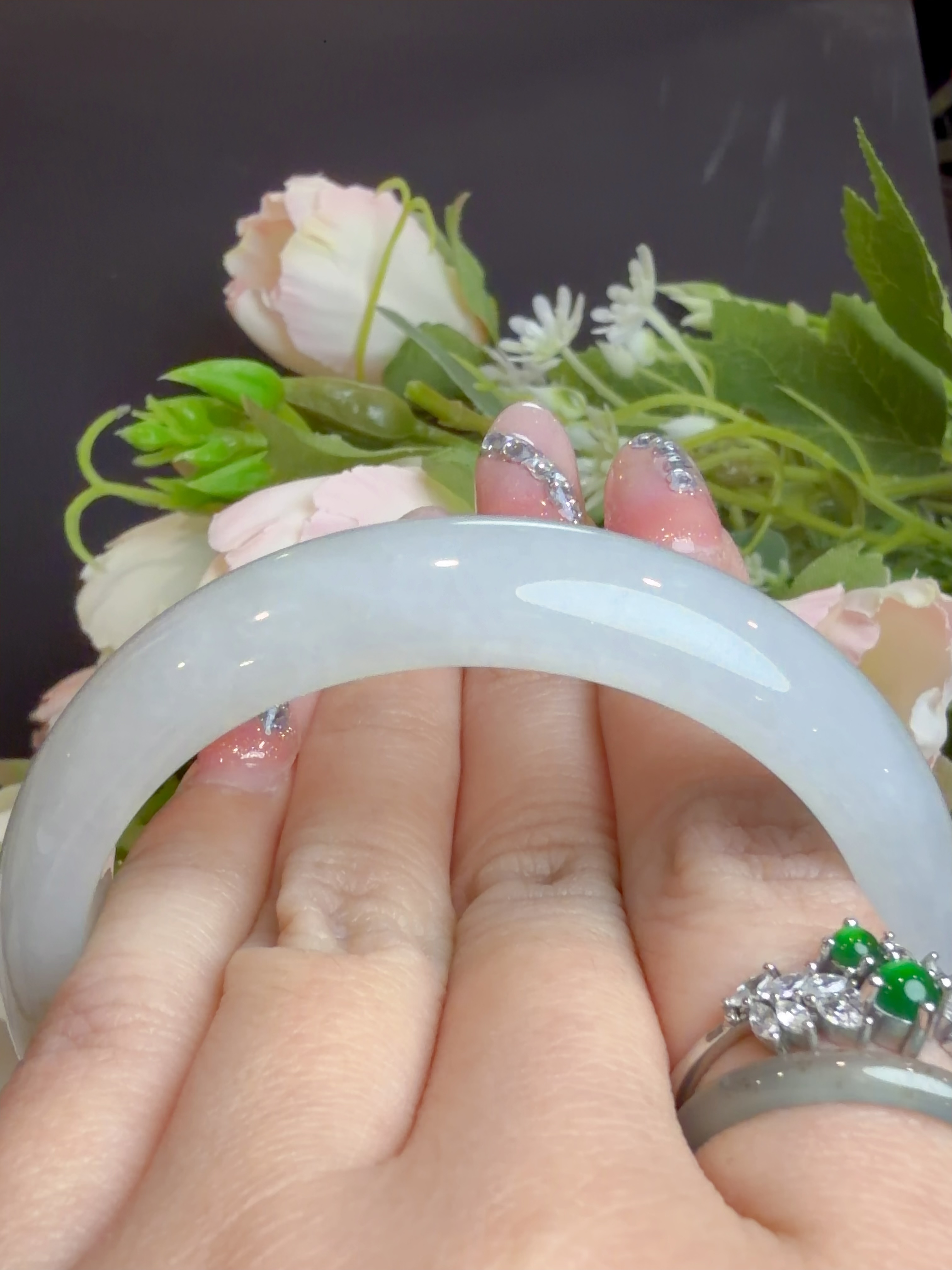 51x11x7mm圈口白月光翡翠手镯