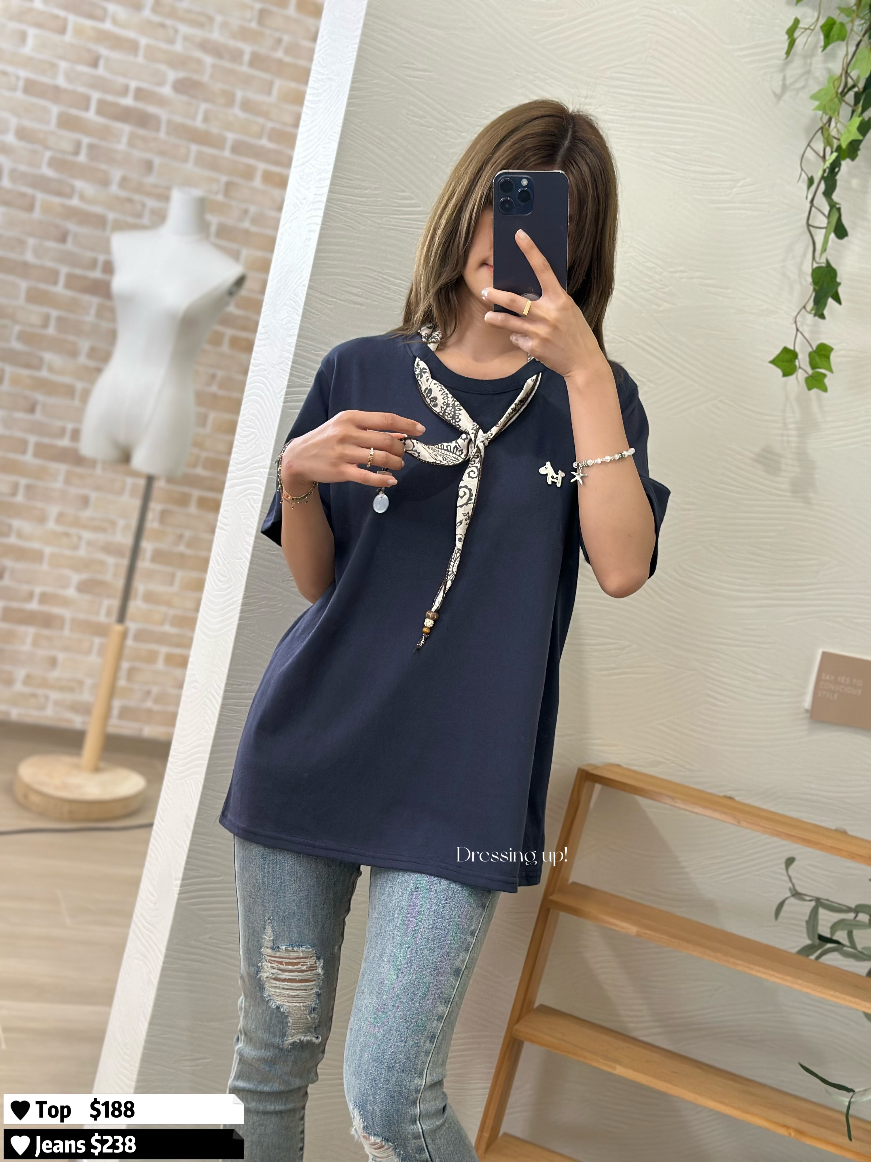  假日小心思｜絲巾棉質上衣