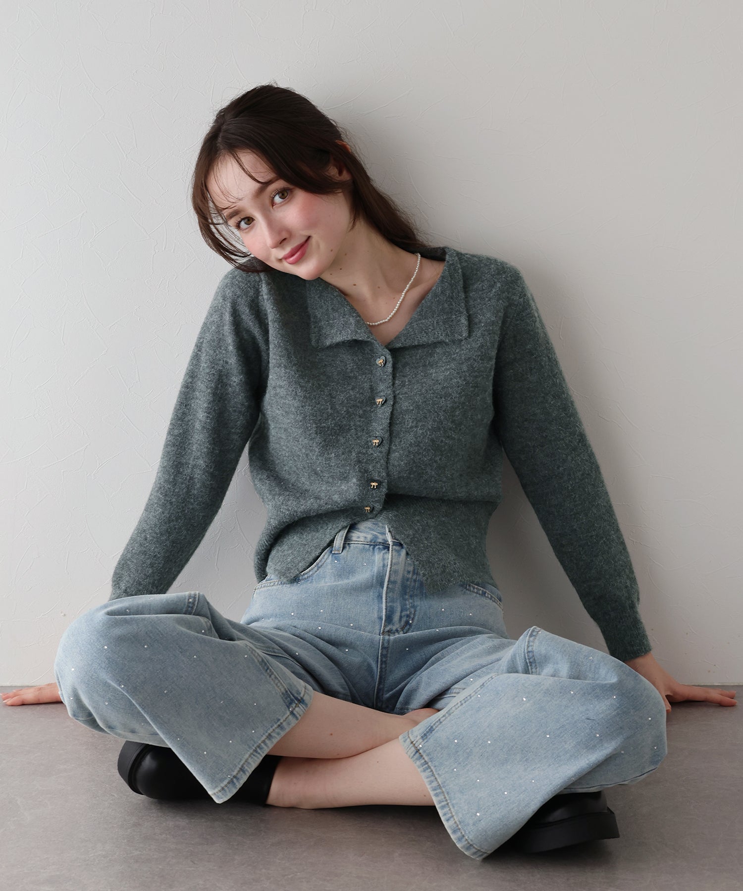 <JP> Soft Heart Bowknot Polo Knit * 4色入 <預購>