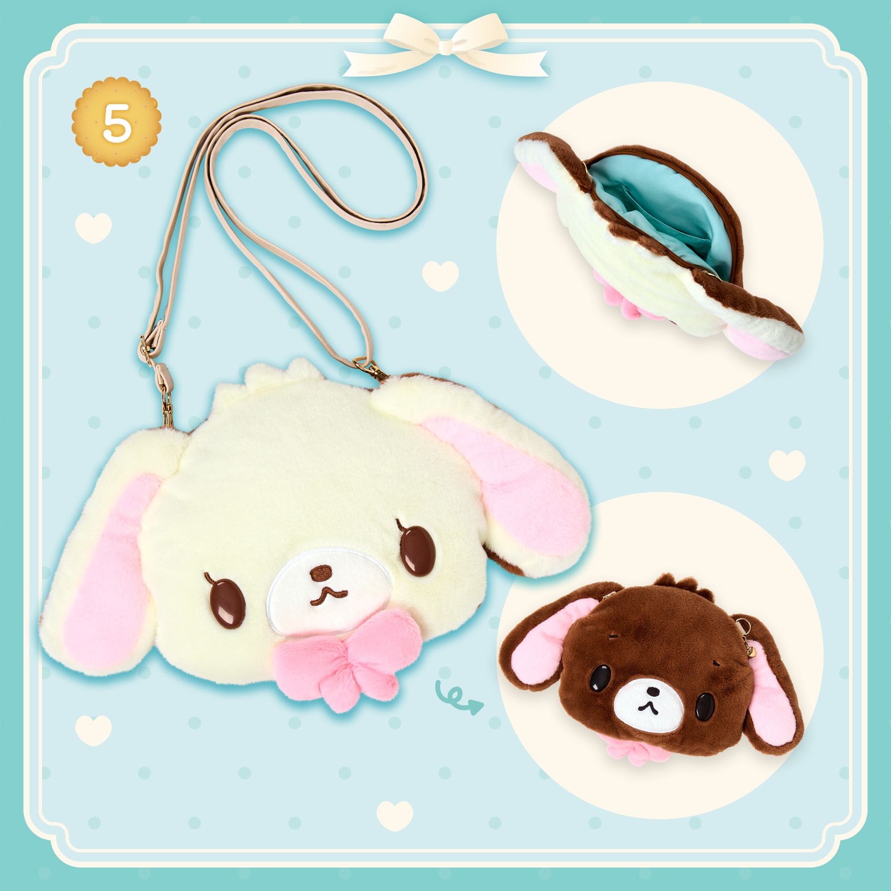 🌸 【預訂】Sugarbunnies Biscuit Series-No.5-雙面公仔斜孭袋