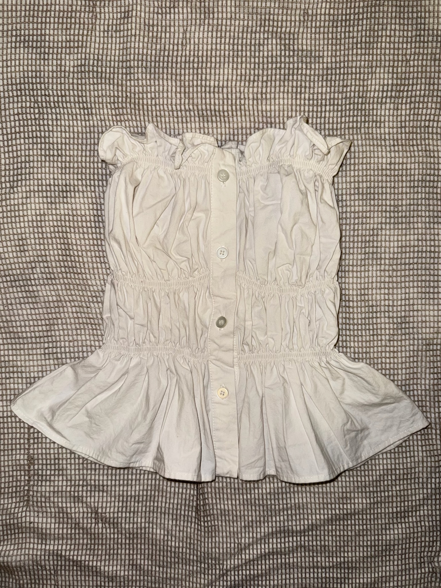 Smocked Button-Down Tube Top