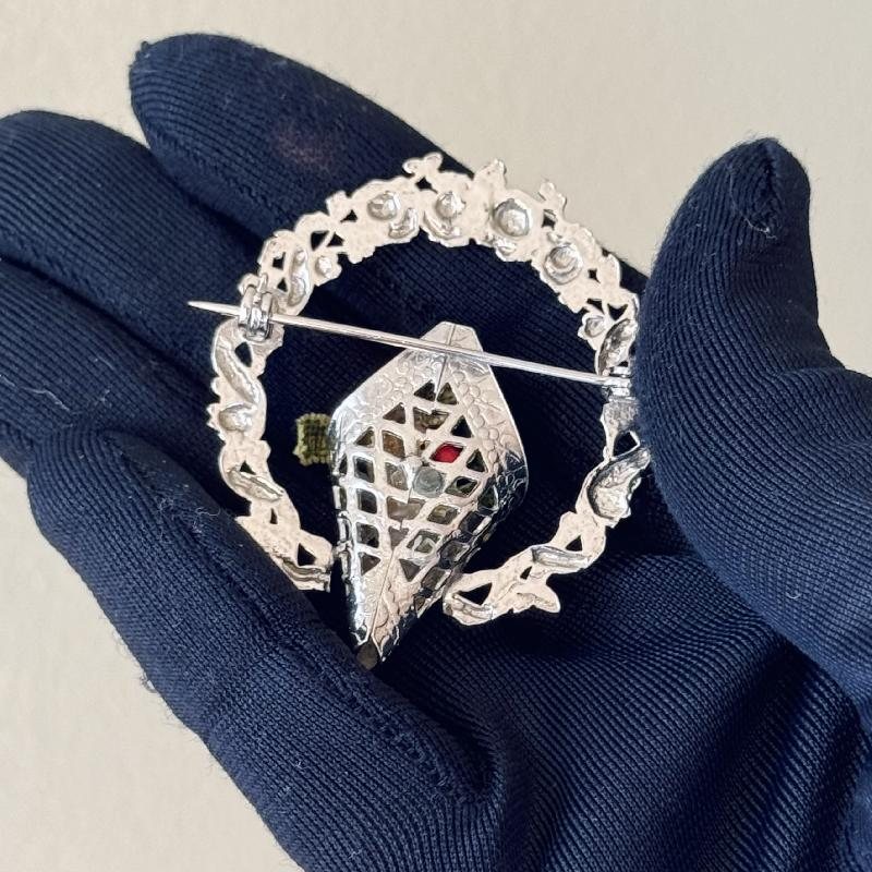 Vintage Silver Tone 3D Bouquet Wreath Brooch(MT1995-1)