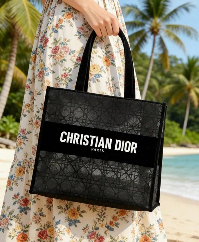 Dior Beauty 美妝禮贈黑色蕾絲網紗Tote bag