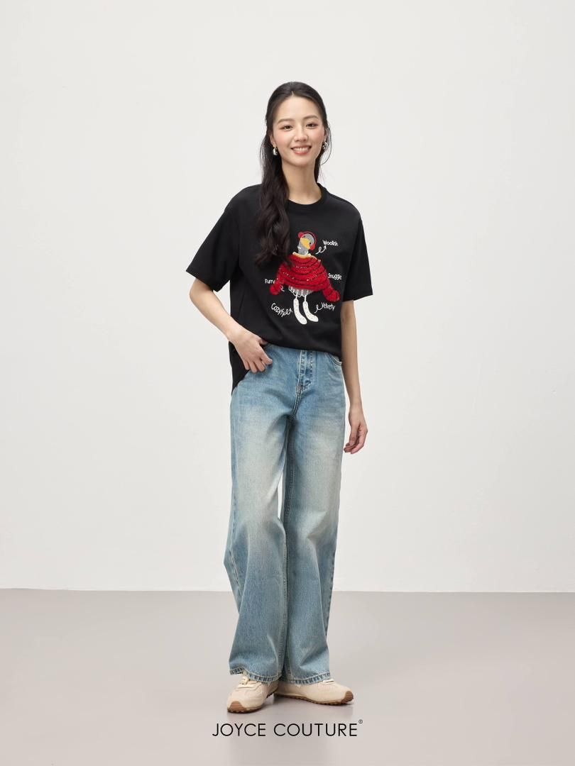 宽松绣鸭上衣 T0064