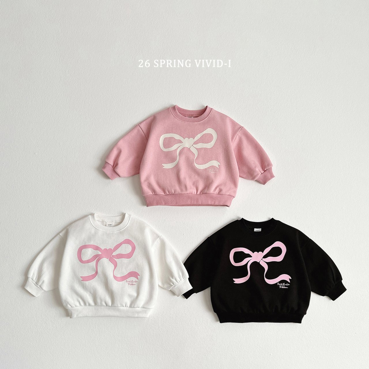 🌸預訂 韓國直送🌸🇰🇷VIVIDI三色絲帶印花寬鬆衛衣