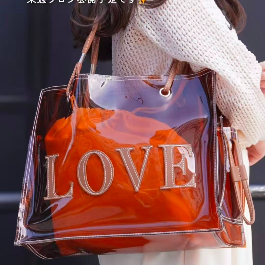 日本直送｜透明 LOVE 手提袋｜夏日潮流必備｜PVC clear tote bag